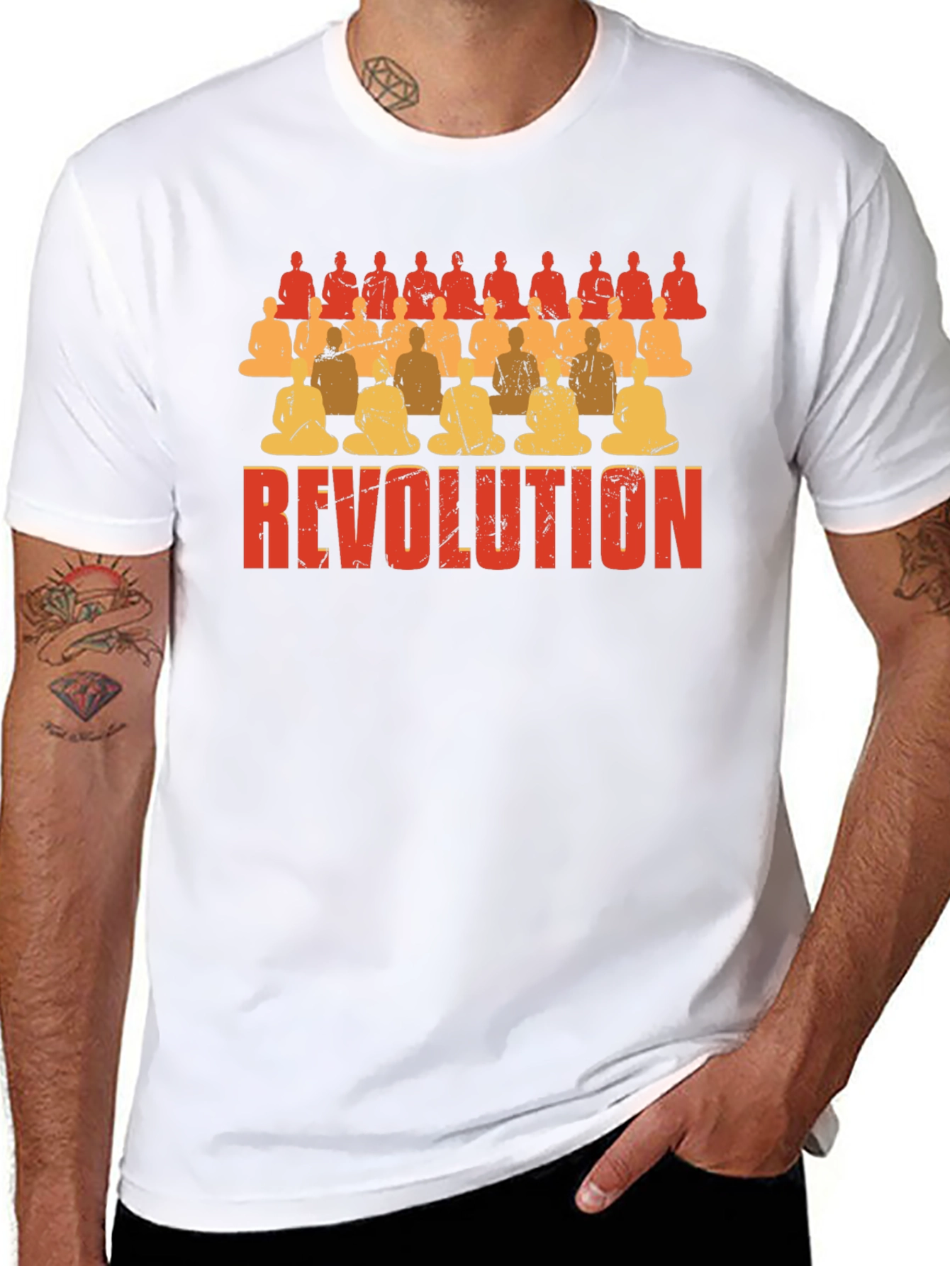 Revolution Buddha Graphic Print Mens T-Shirt