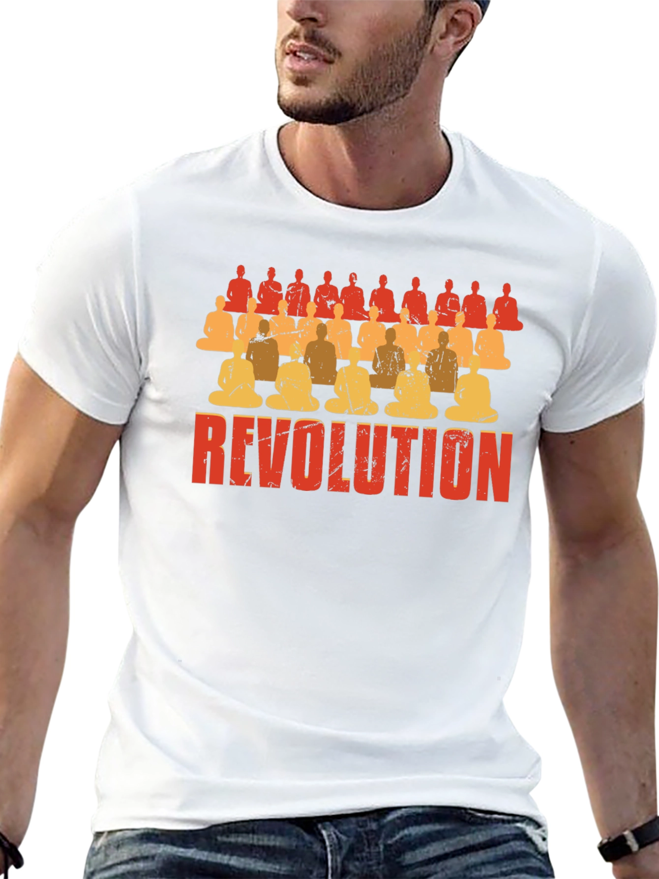 Revolution Buddha Graphic Print Mens T-Shirt