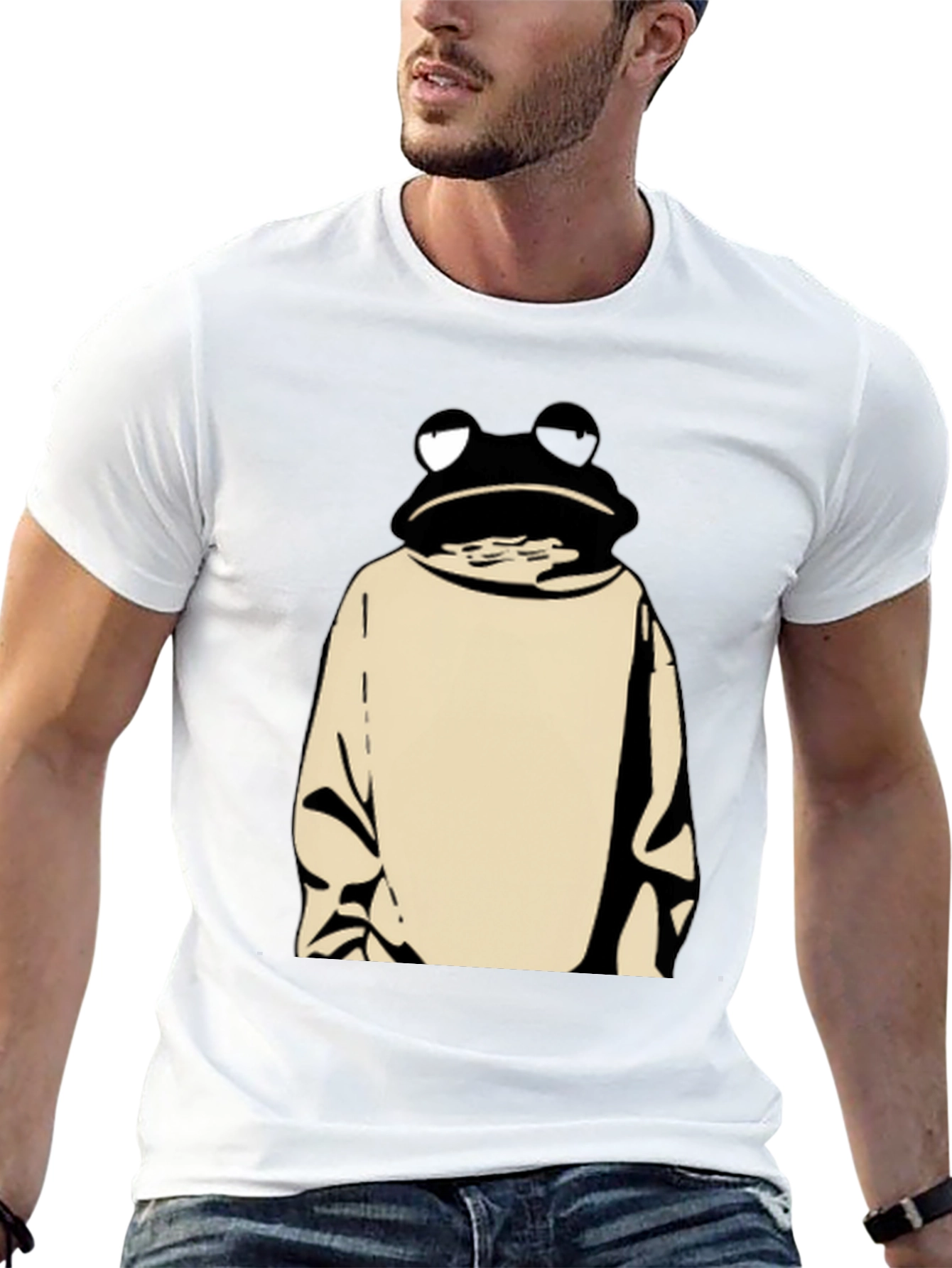 Frog in Hoodie Black T-Shirt - Unique Design