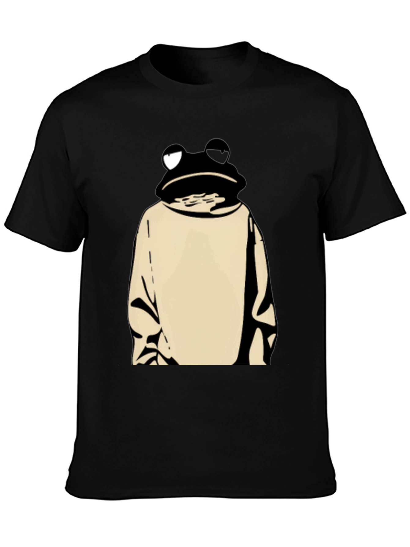 Frog in Hoodie Black T-Shirt - Unique Design