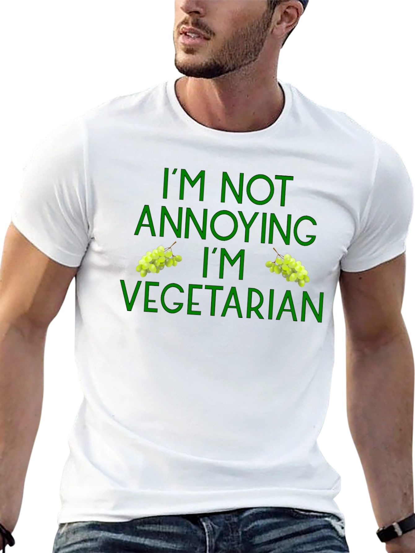 Vegetarian T-Shirt Funny Green Grape Design