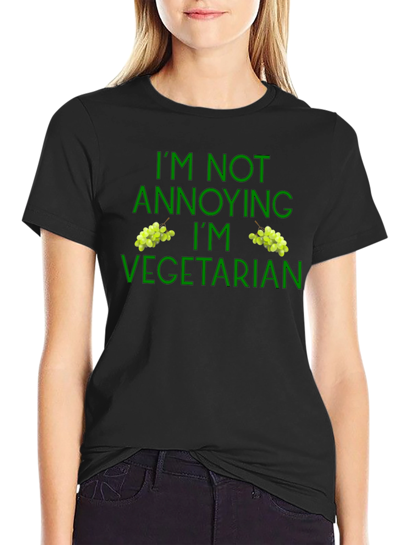 Vegetarian T-Shirt Funny Green Grape Design