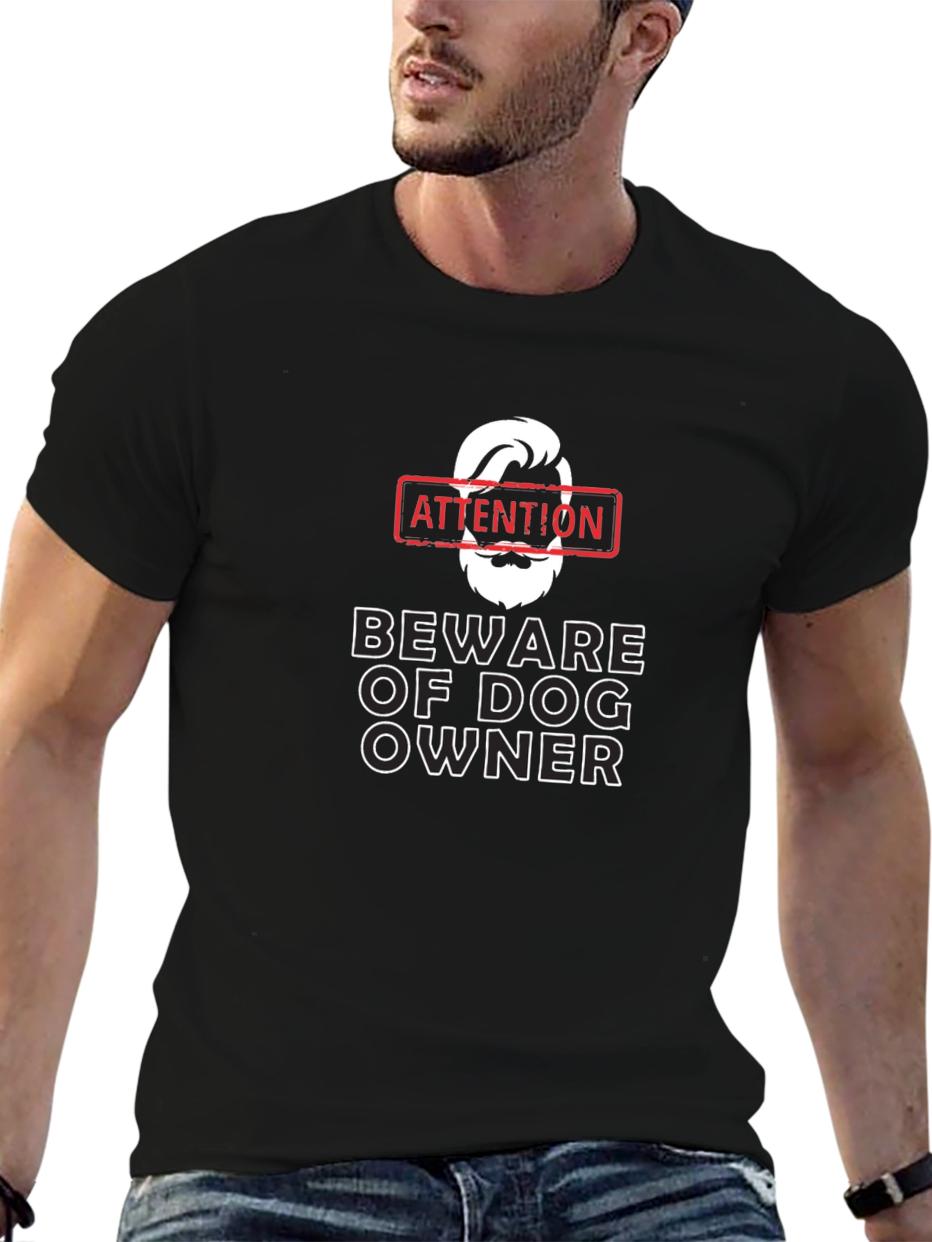 Attention Beware of Dog Owner Graphic Tee
