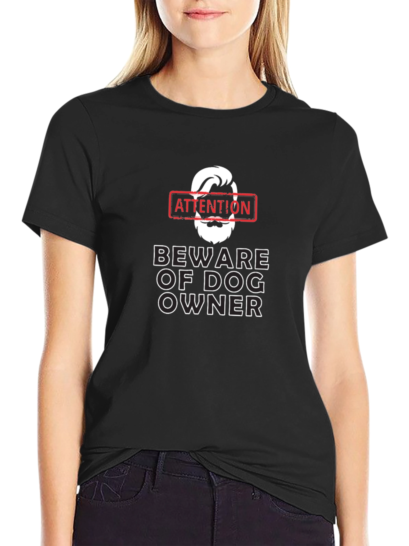 Attention Beware of Dog Owner Graphic Tee