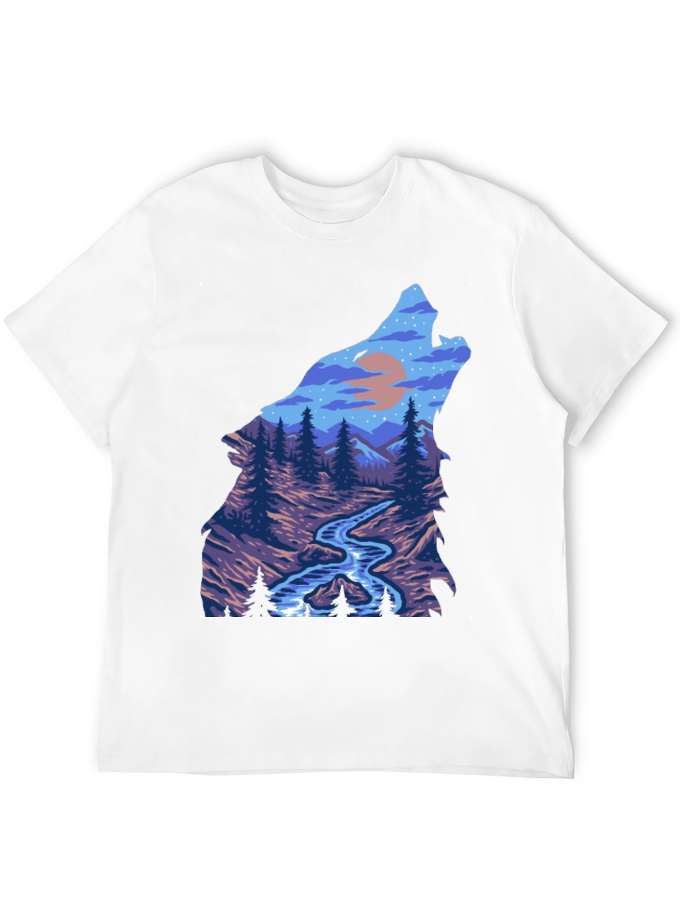 Wolf Nature Graphic Black T-Shirt