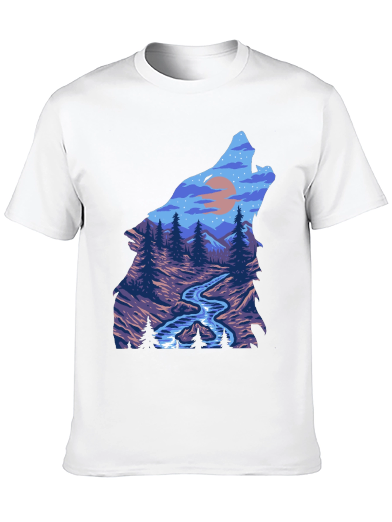 Wolf Nature Graphic Black T-Shirt