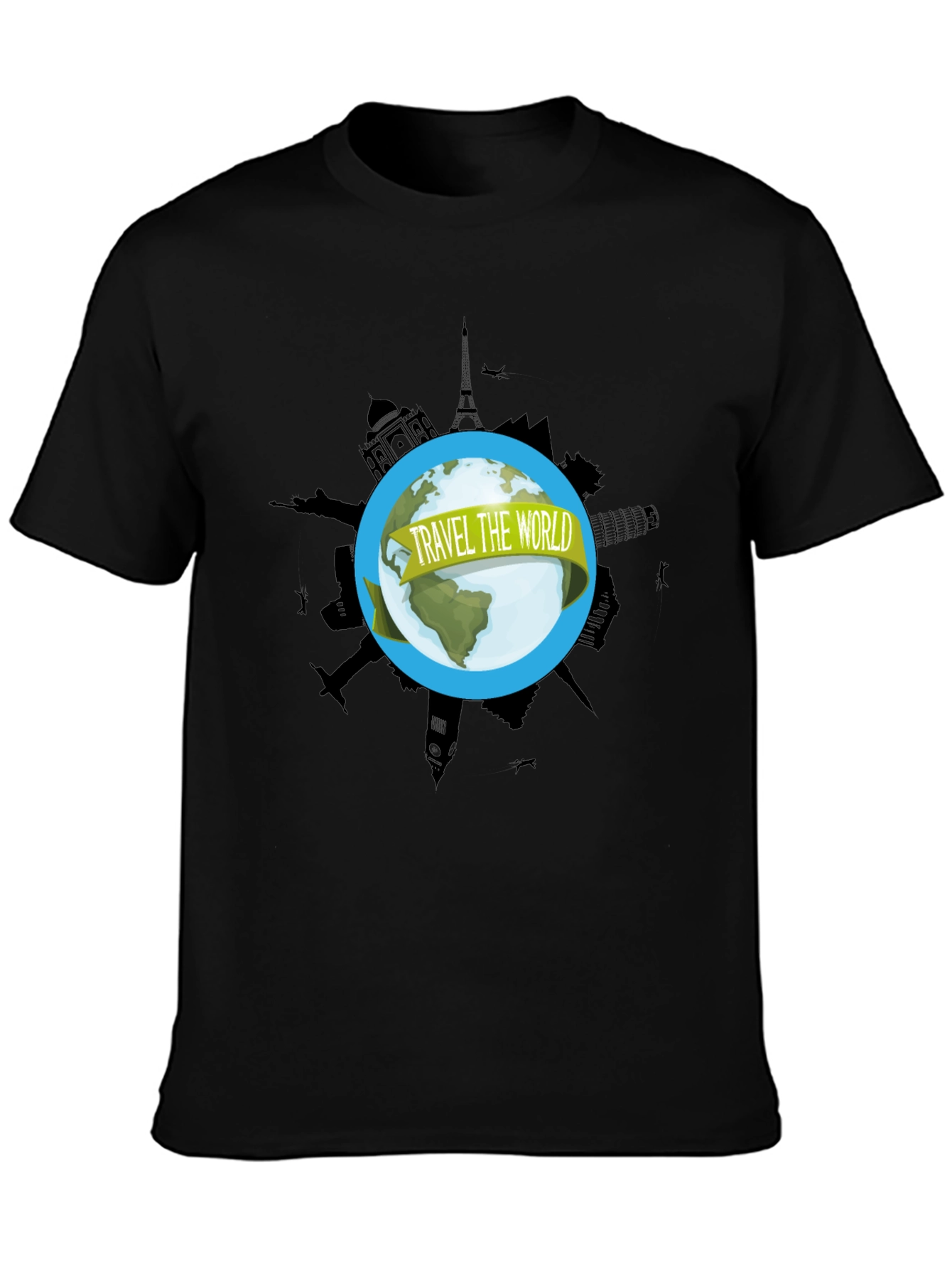 Travel the World Graphic Black T-Shirt