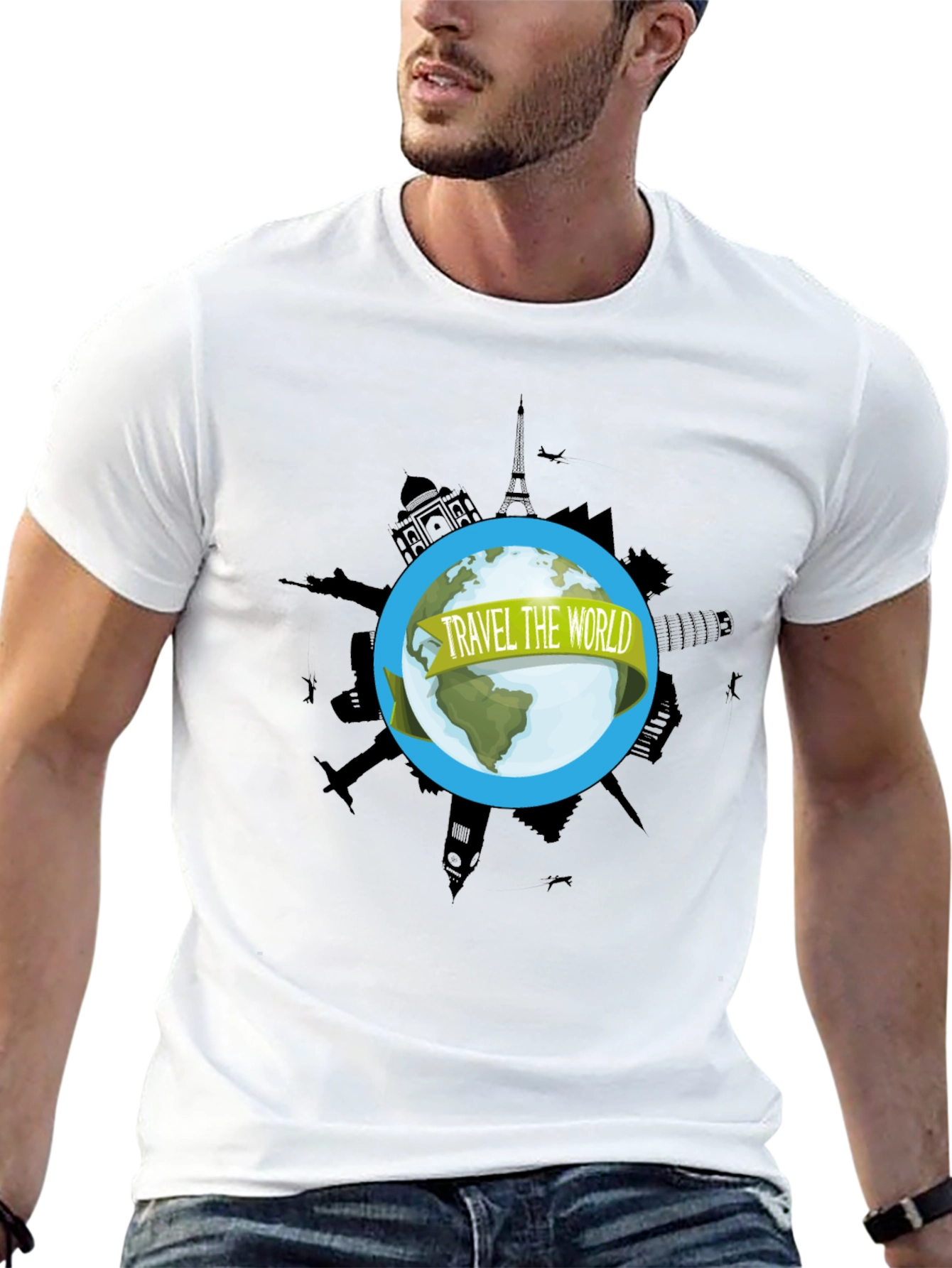 Travel the World Graphic Black T-Shirt