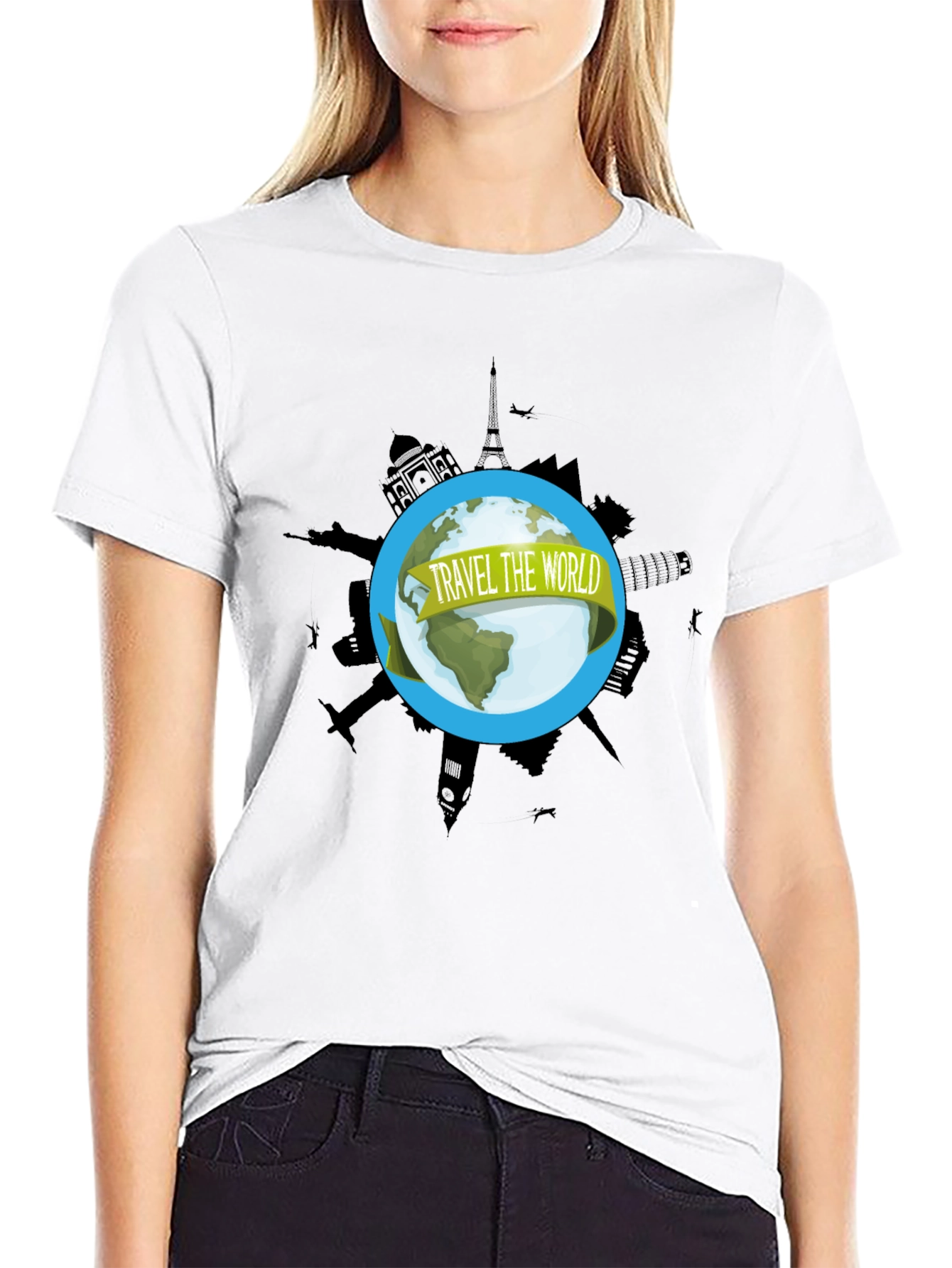 Travel the World Graphic Black T-Shirt