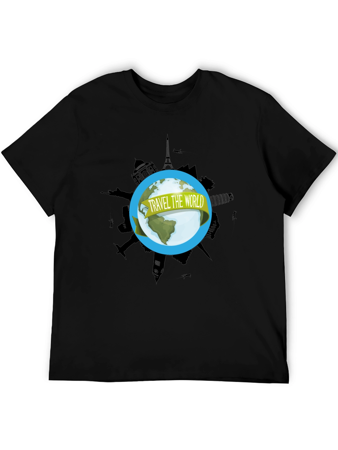 Travel the World Graphic Black T-Shirt