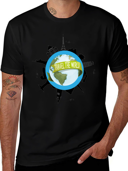 Travel the World Graphic Black T-Shirt