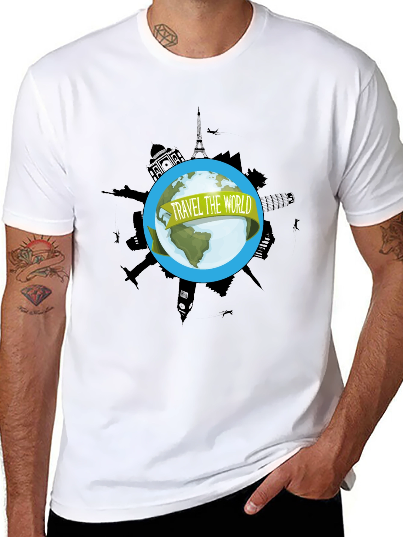 Travel the World Graphic Black T-Shirt