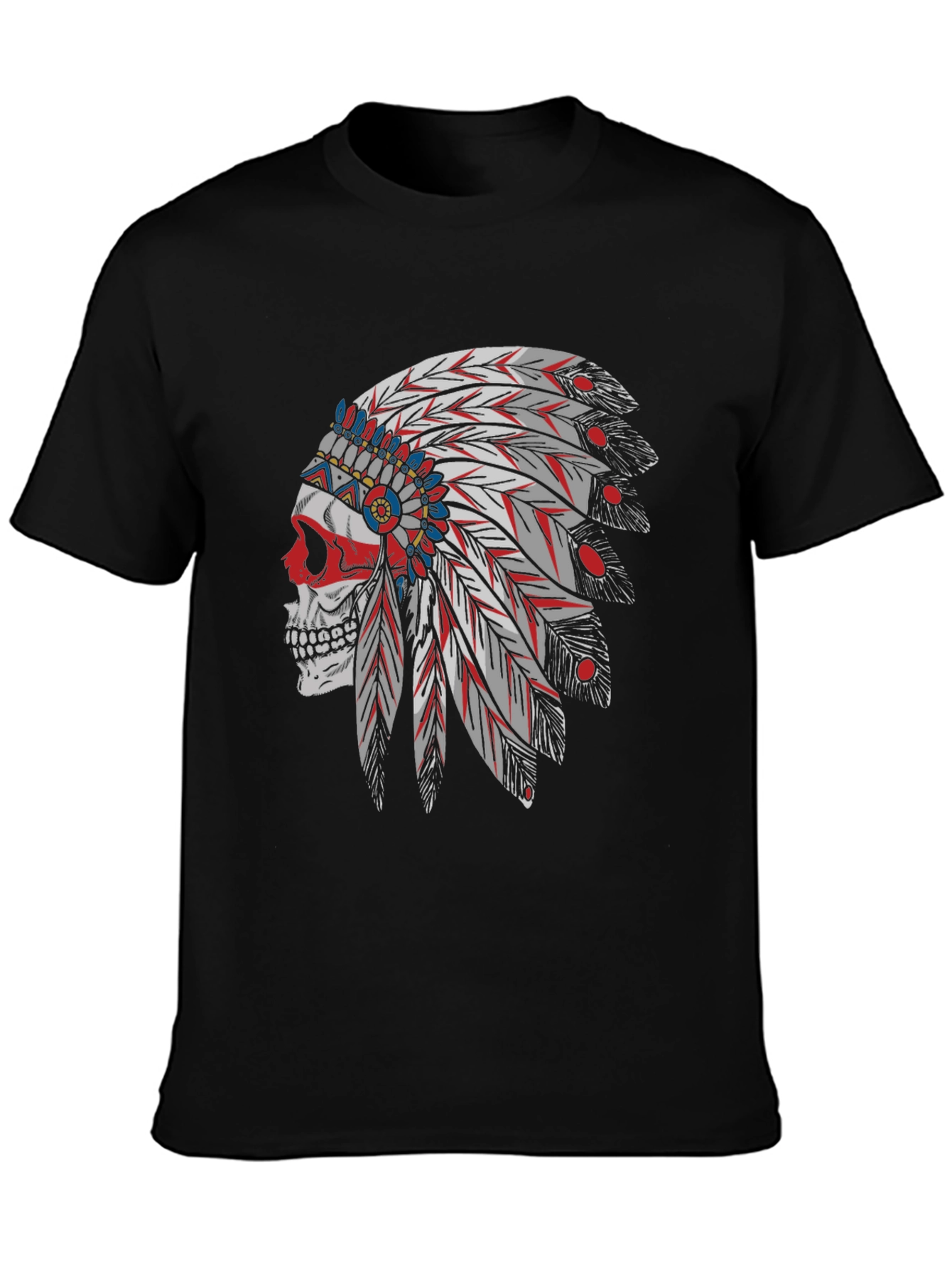Skull Indian Headdress Graphic Tee