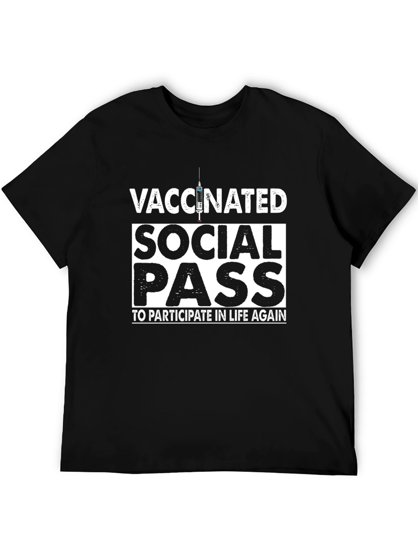 Vaccinated Social Pass Black T-Shirt