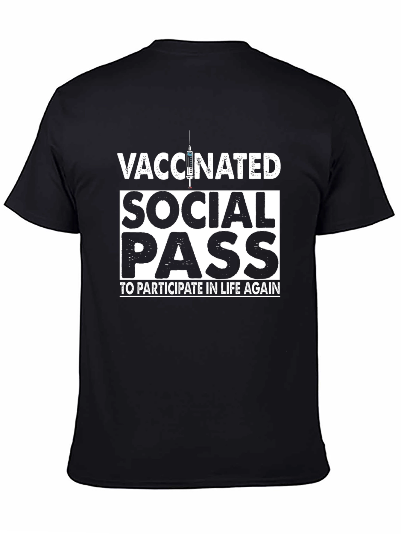 Vaccinated Social Pass Black T-Shirt