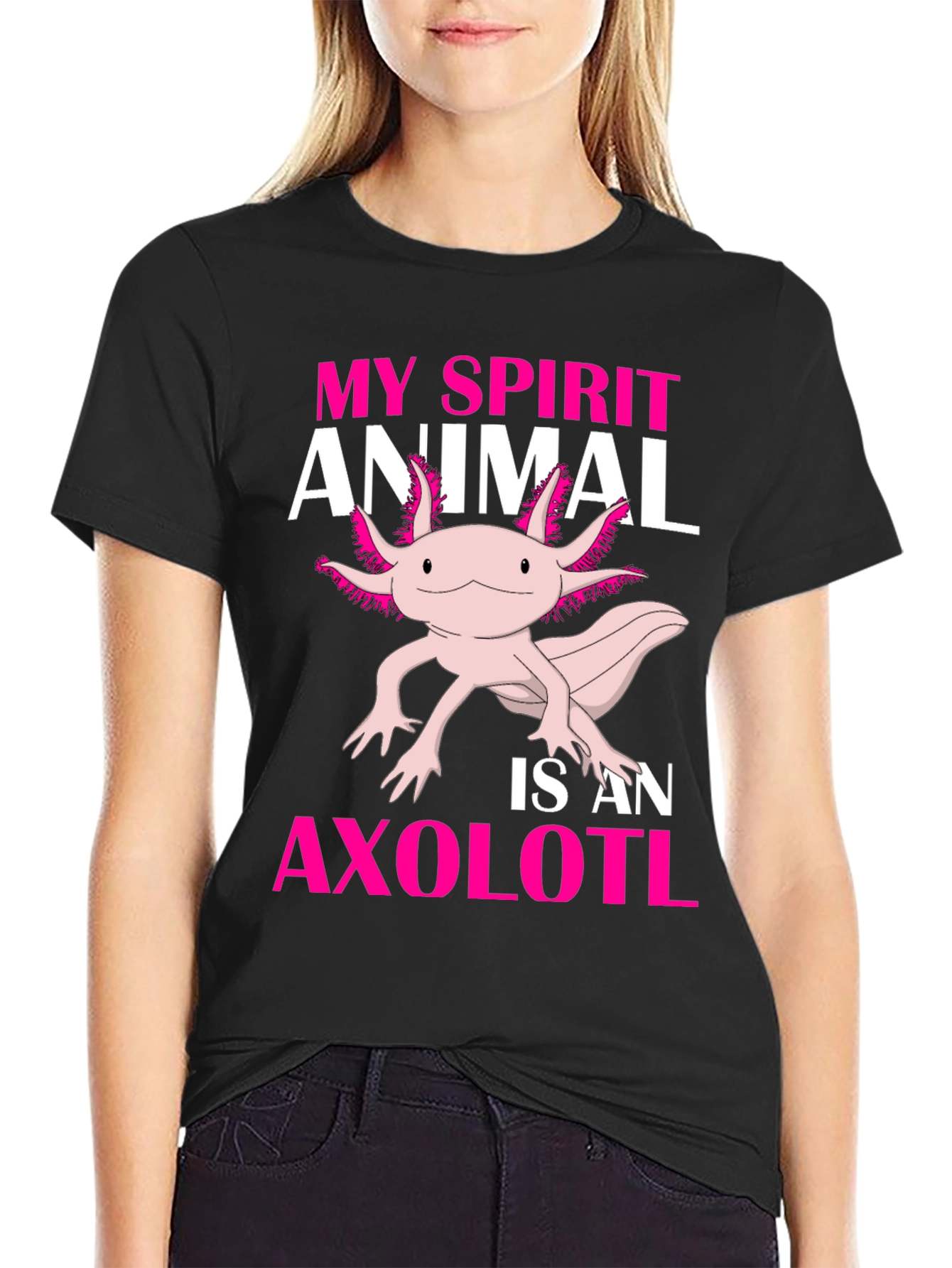 Axolotl Spirit Animal Graphic Tee - Black