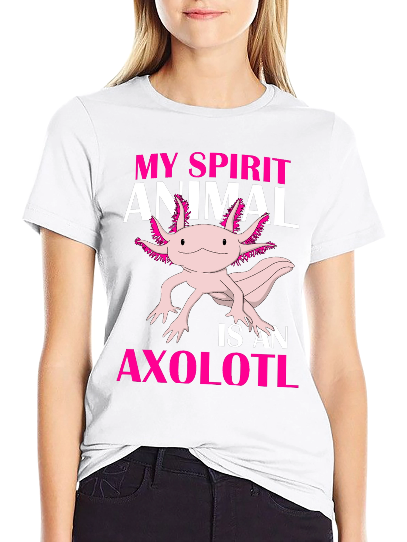 Axolotl Spirit Animal Graphic Tee - Black