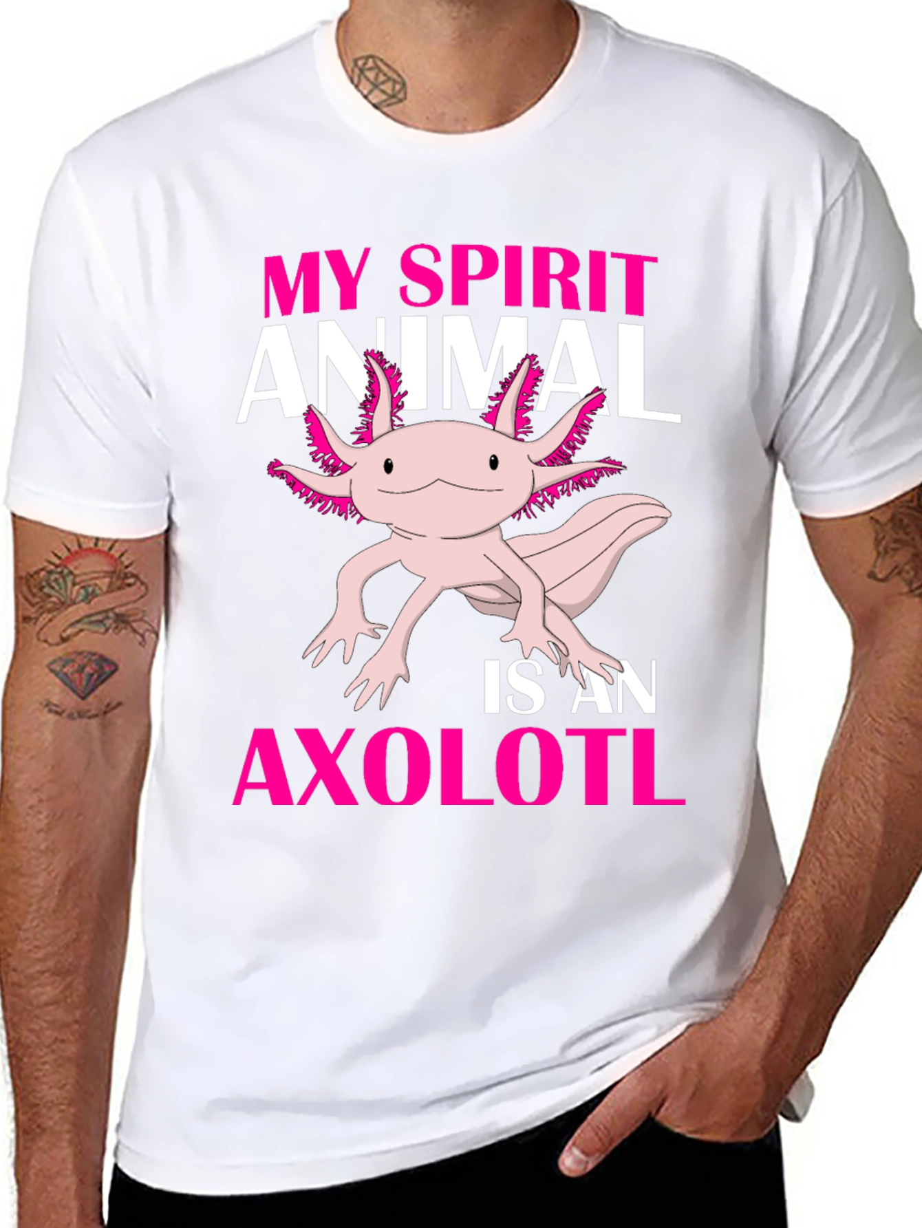 Axolotl Spirit Animal Graphic Tee - Black