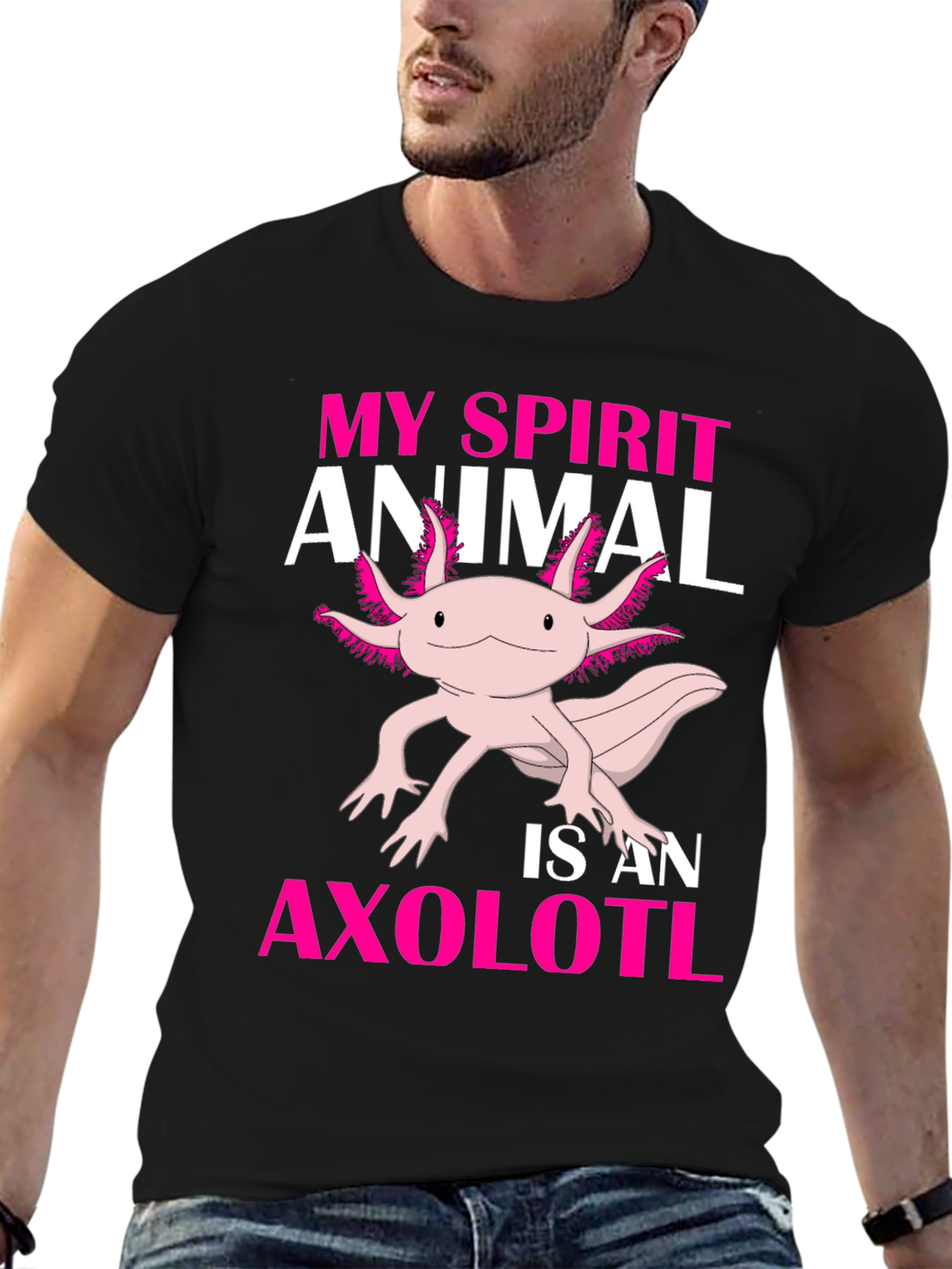 Axolotl Spirit Animal Graphic Tee - Black