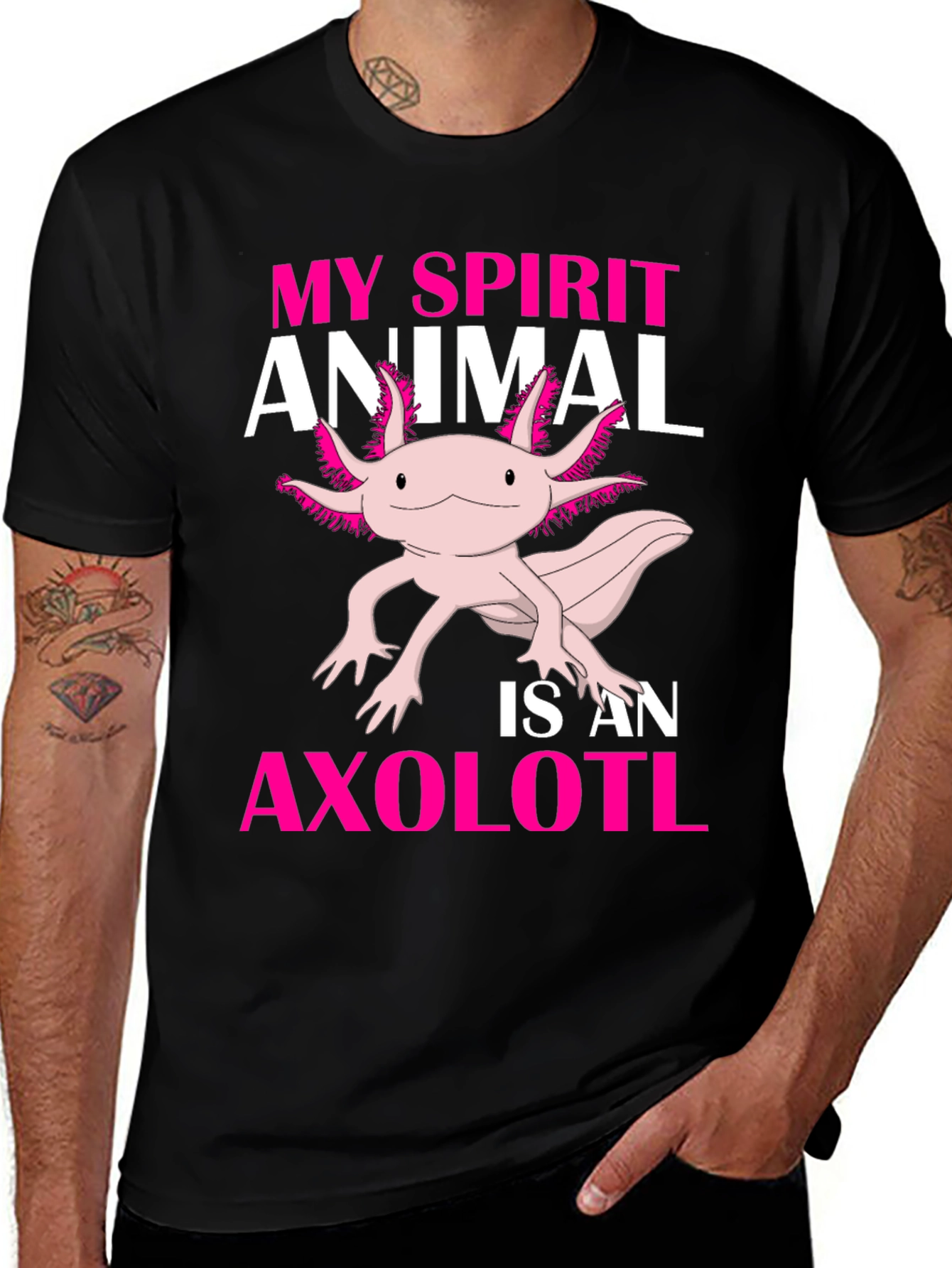 Axolotl Spirit Animal Graphic Tee - Black