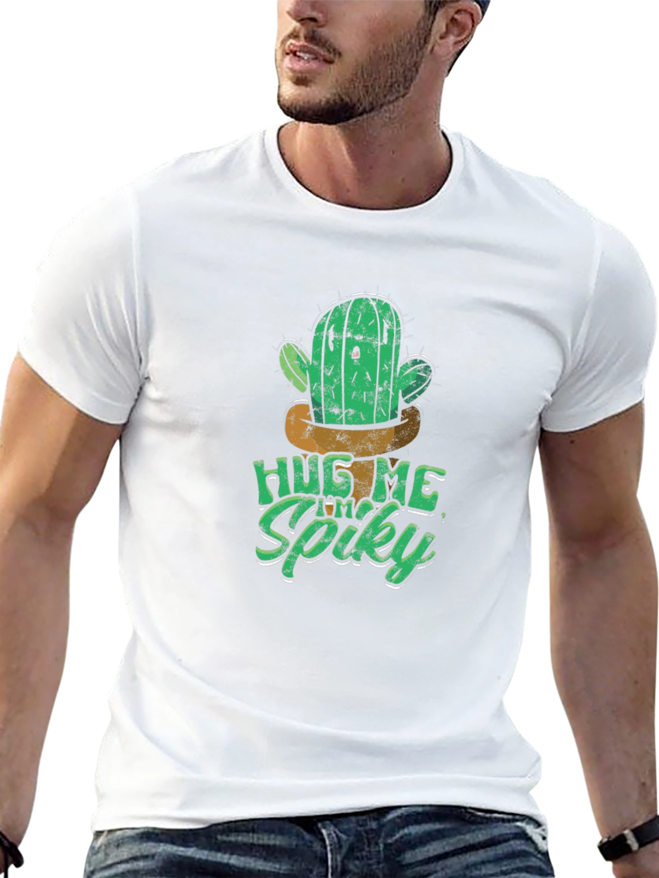 Hug Me Im Spiky Cactus Graphic T-Shirt