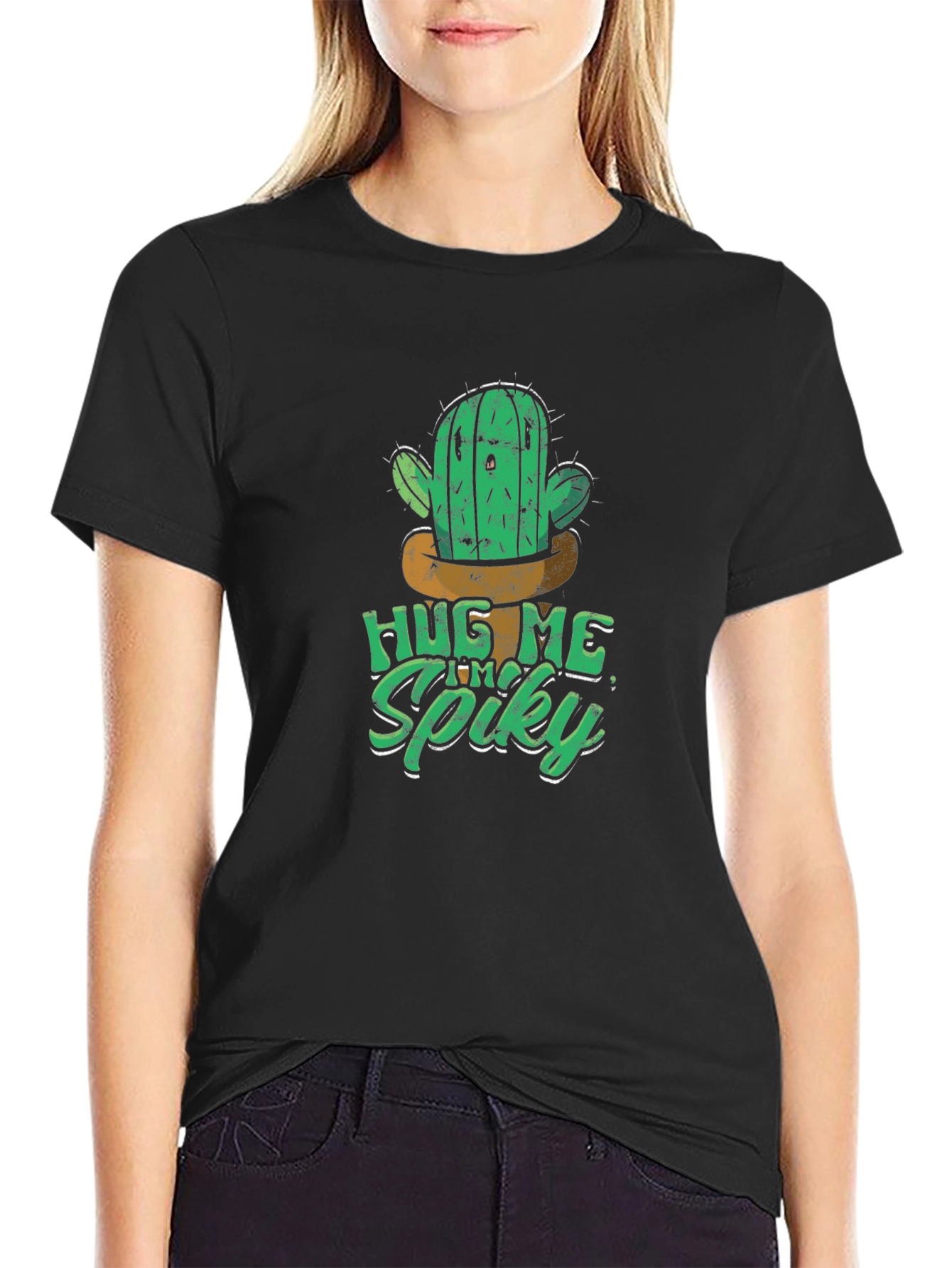 Hug Me Im Spiky Cactus Graphic T-Shirt