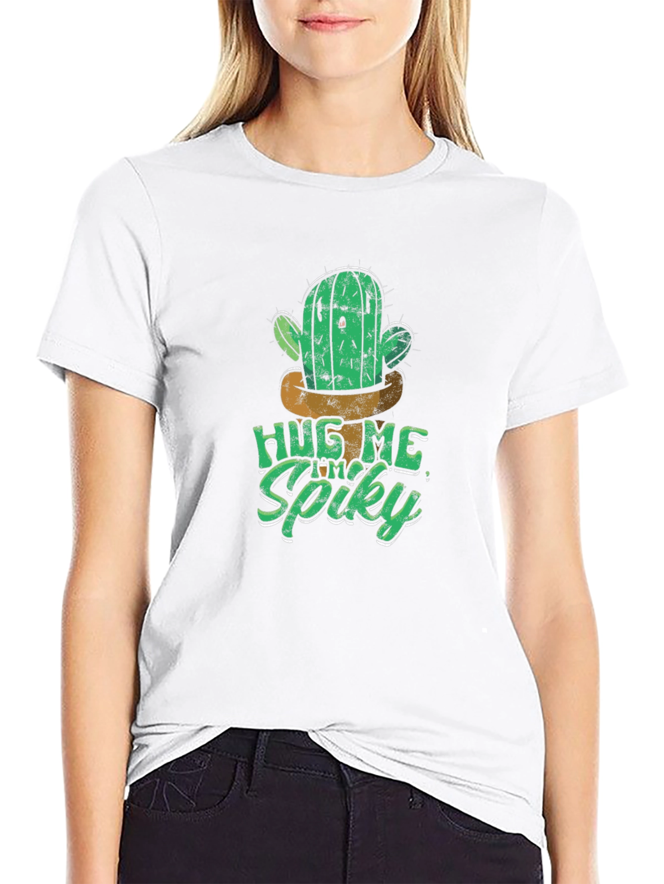 Hug Me Im Spiky Cactus Graphic T-Shirt