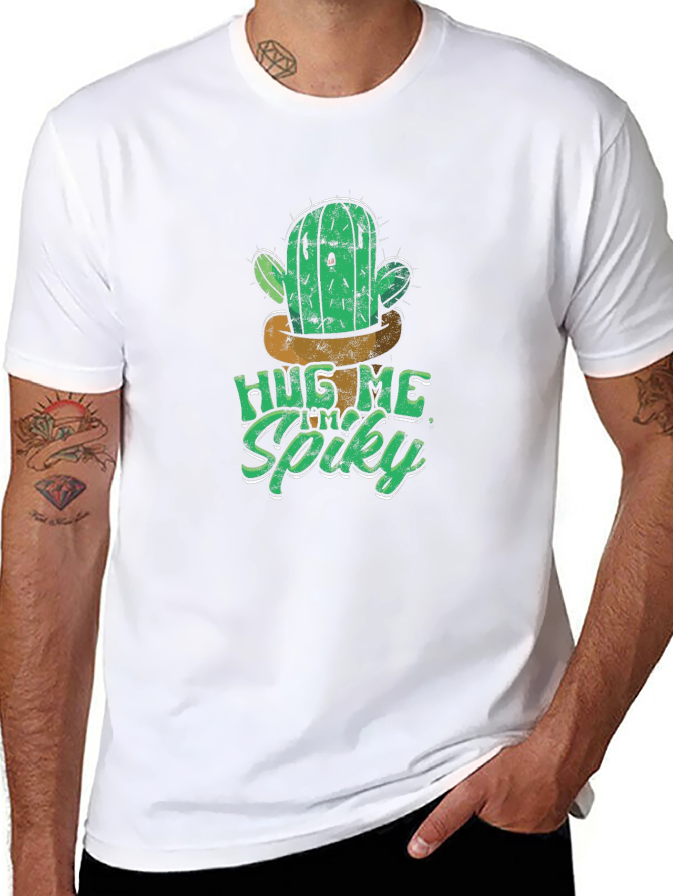Hug Me Im Spiky Cactus Graphic T-Shirt