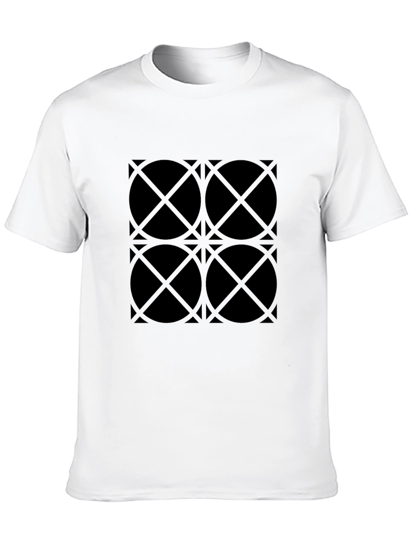Geometric Circle Pattern Black T-Shirt