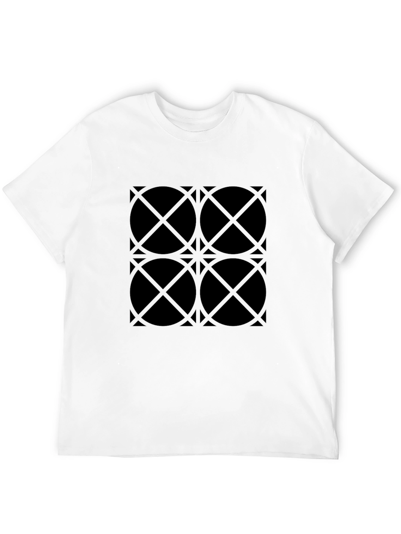Geometric Circle Pattern Black T-Shirt