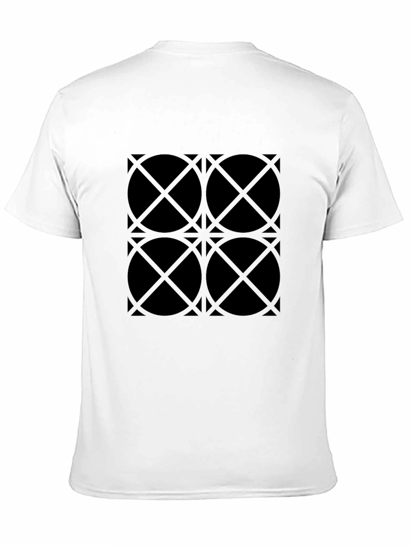 Geometric Circle Pattern Black T-Shirt