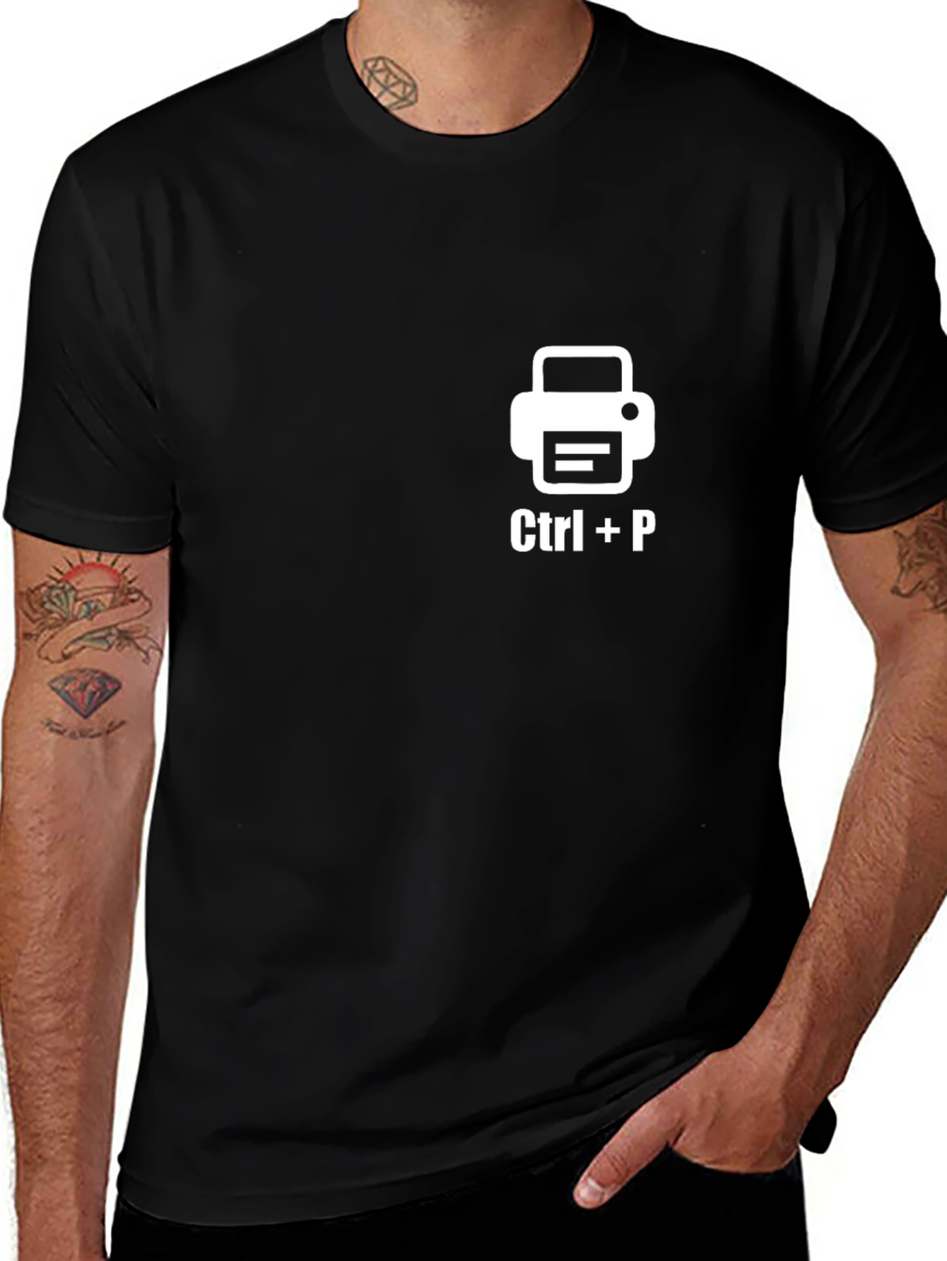 Ctrl+P Print T-Shirt - Black Soft Cotton Great Gift