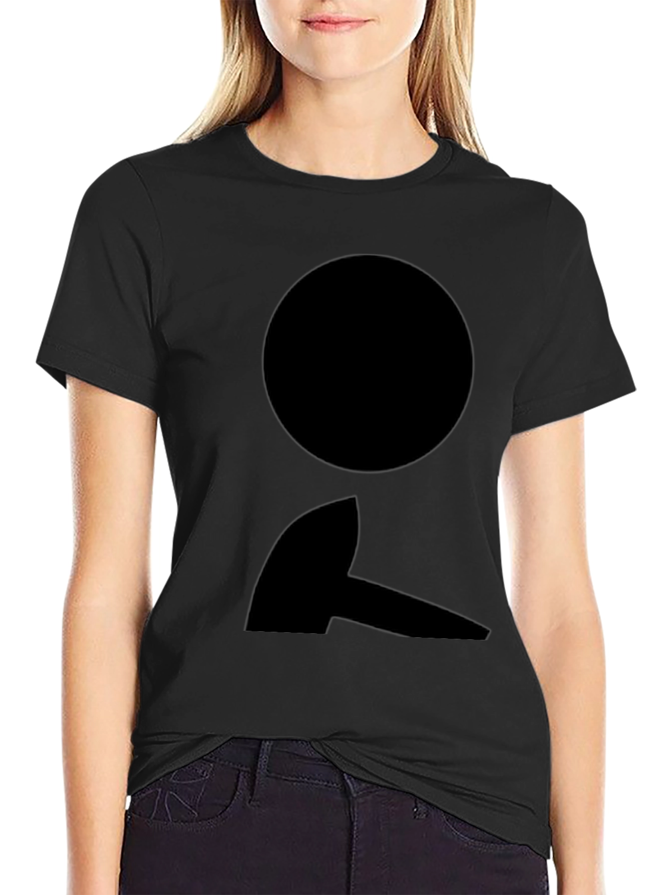 Black T-Shirt with Abstract Circle and Shape Design