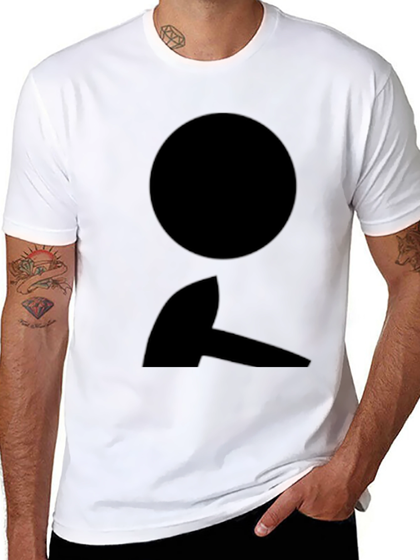 Black T-Shirt with Abstract Circle and Shape Design