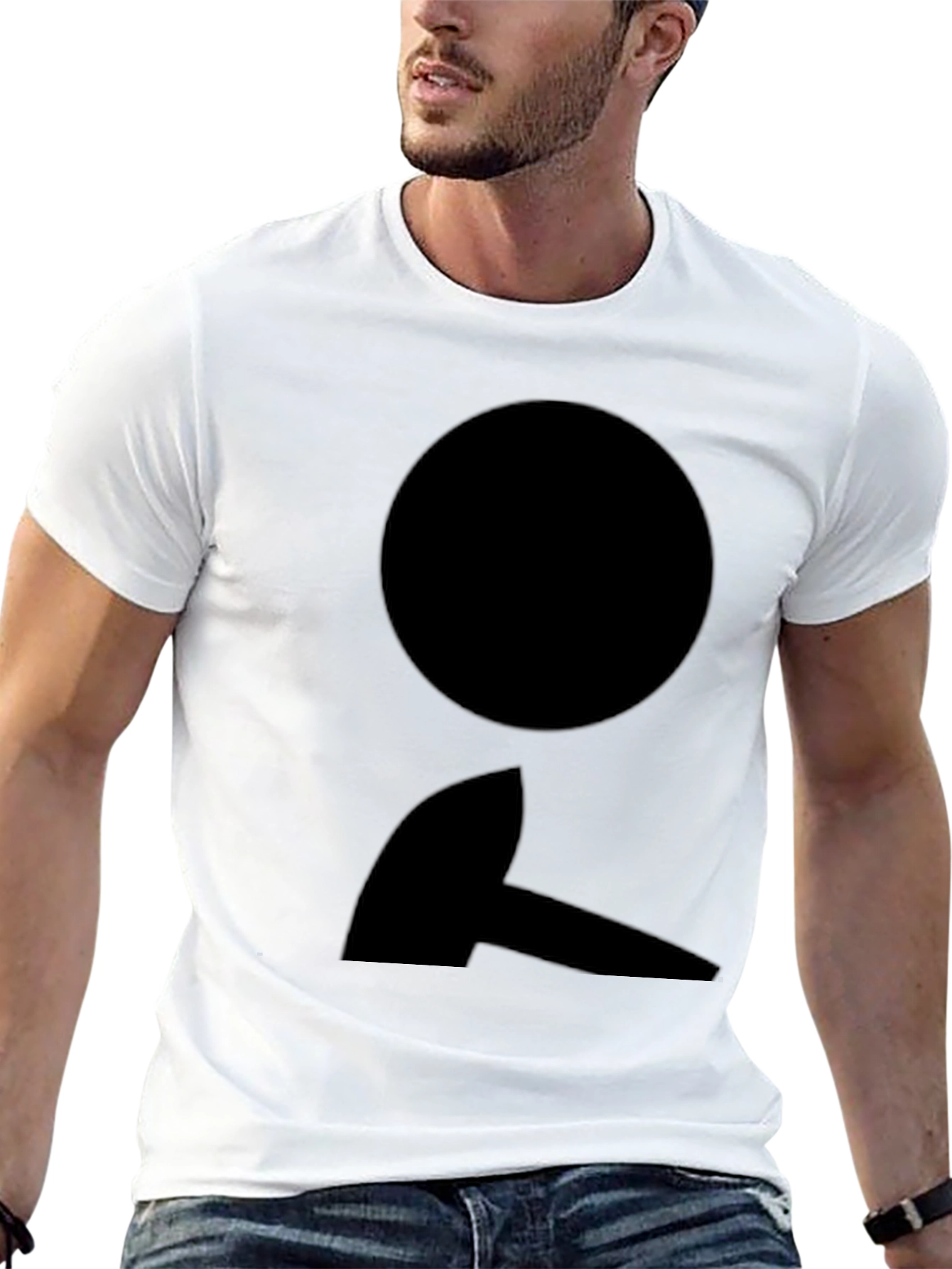 Black T-Shirt with Abstract Circle and Shape Design