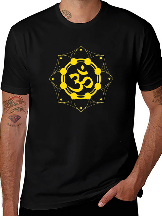 Om Symbol Graphic T-Shirt - Black Cotton Blend