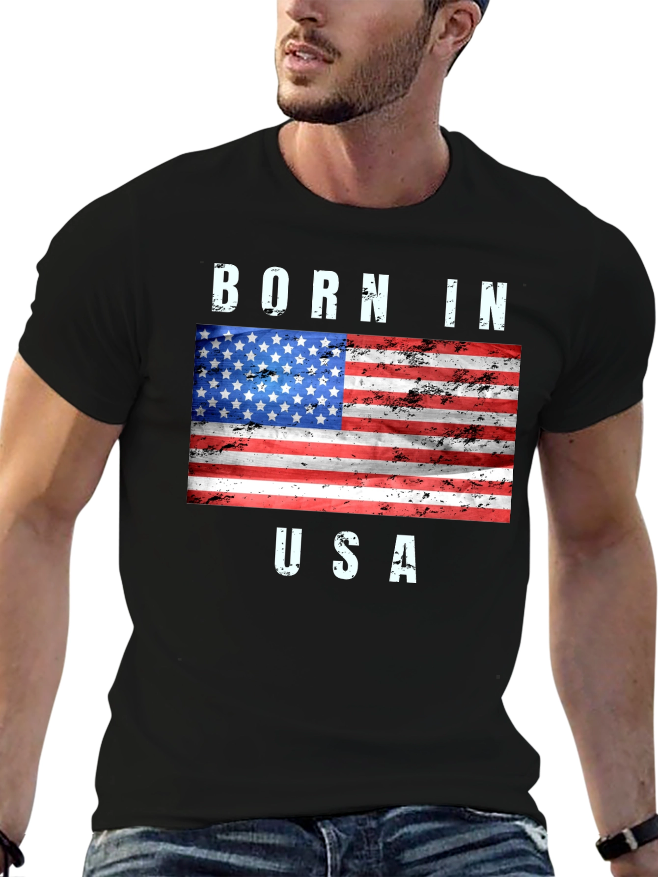 Born in USA American Flag Graphic T-Shirt