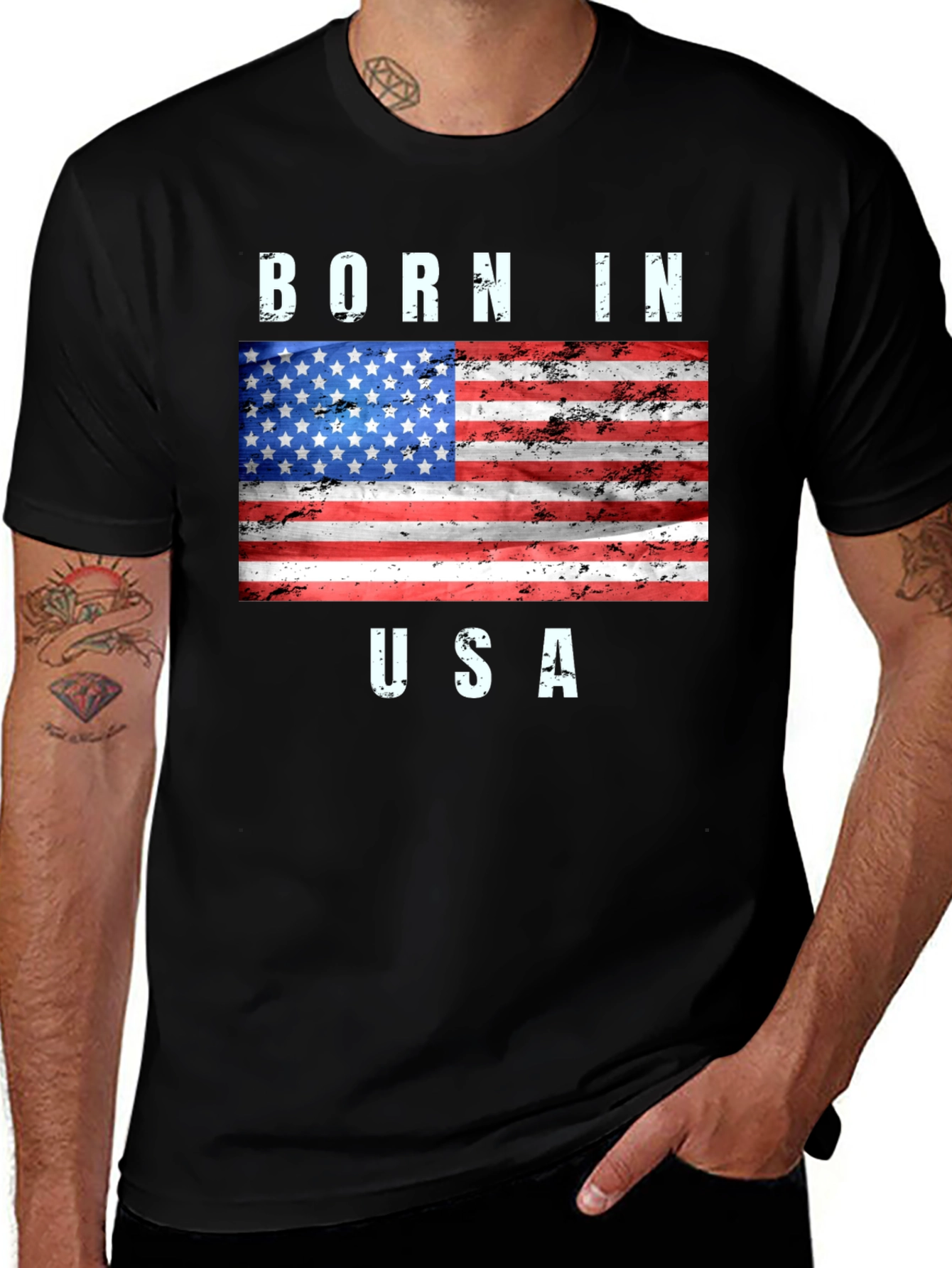 Born in USA American Flag Graphic T-Shirt
