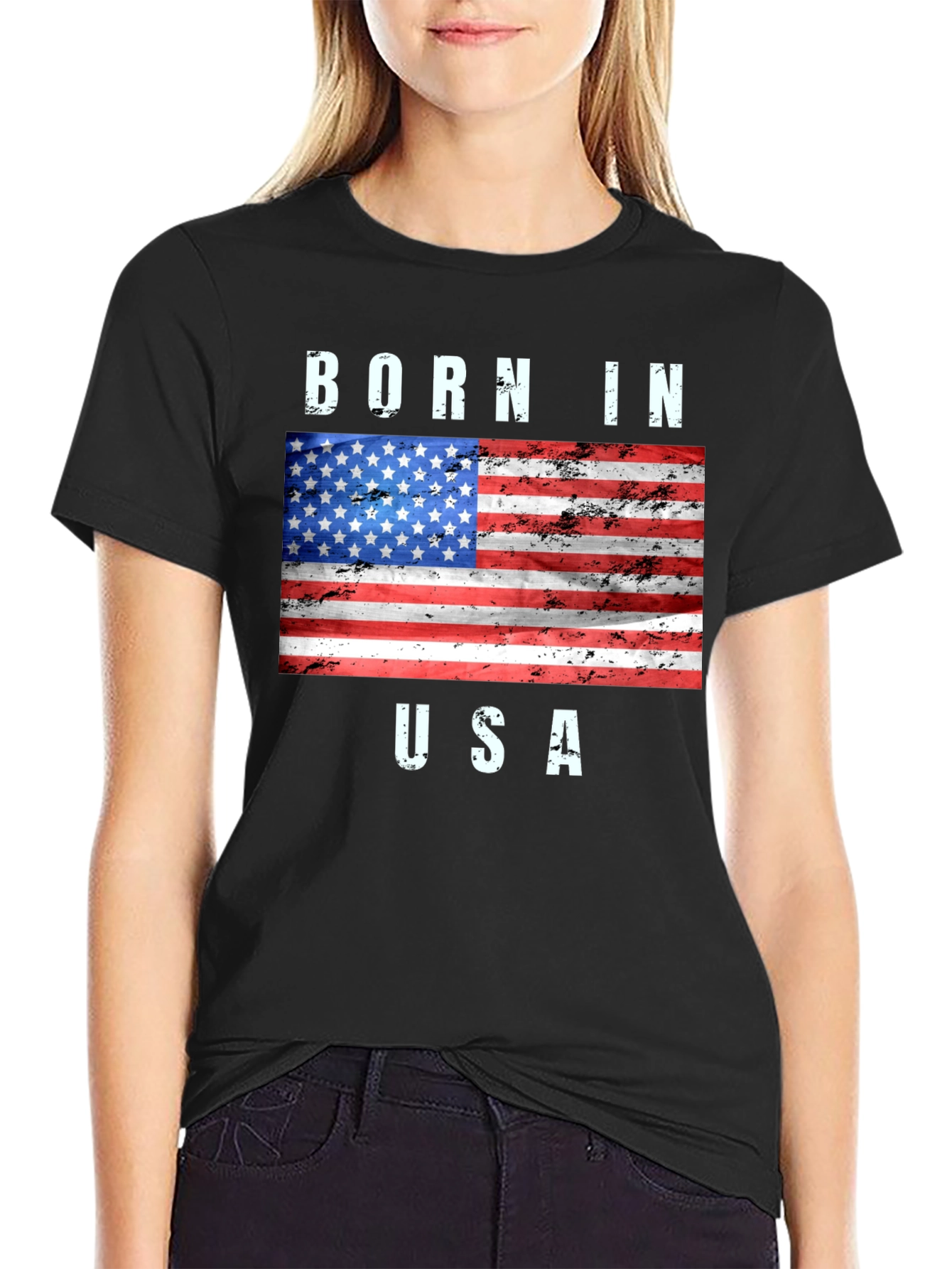 Born in USA American Flag Graphic T-Shirt