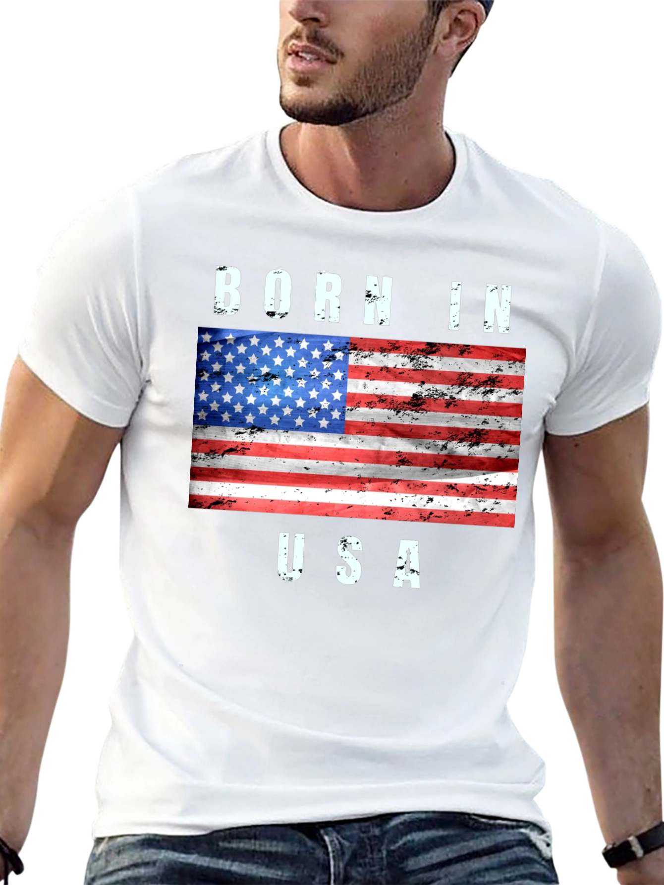 Born in USA American Flag Graphic T-Shirt