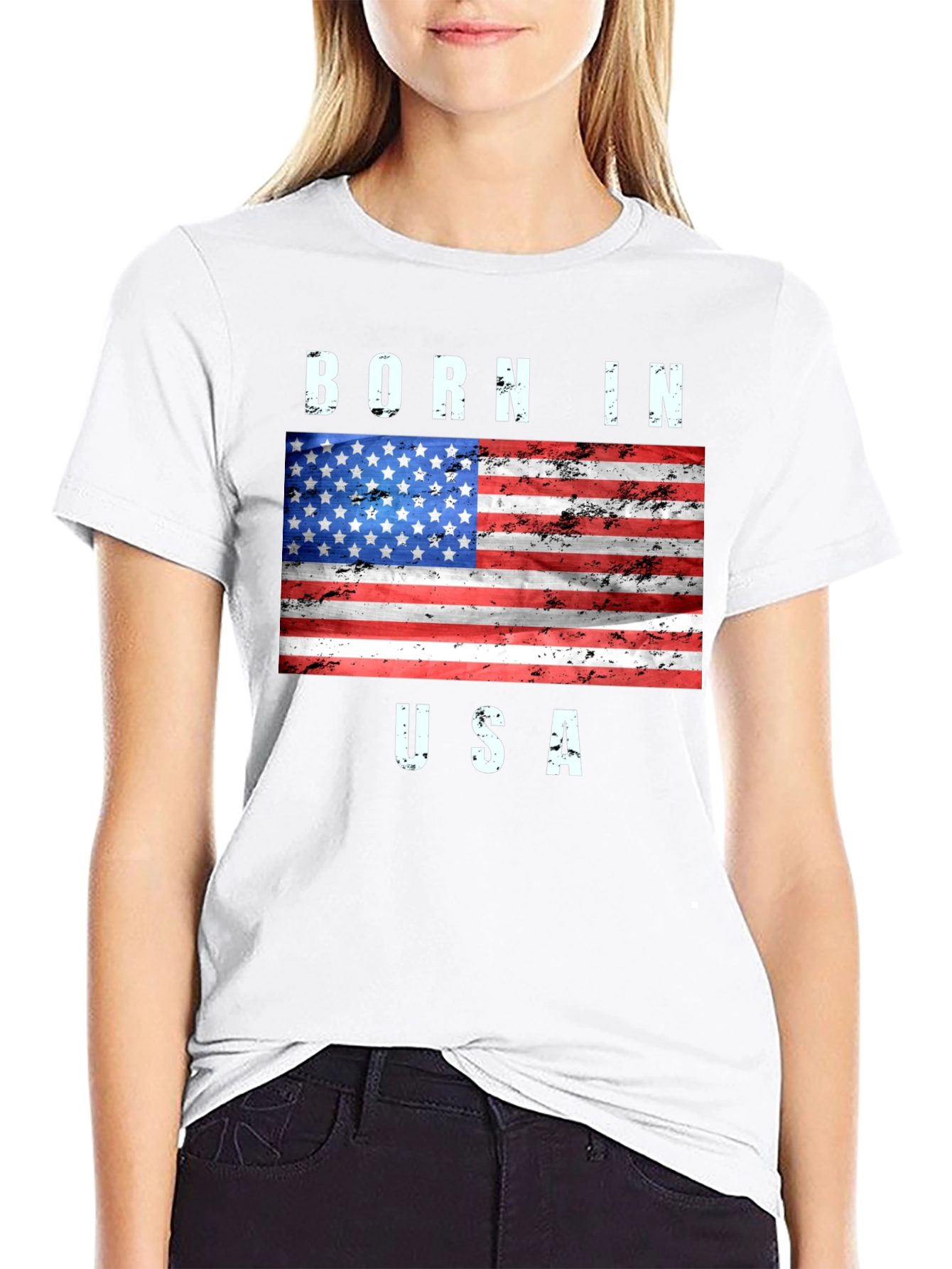 Born in USA American Flag Graphic T-Shirt