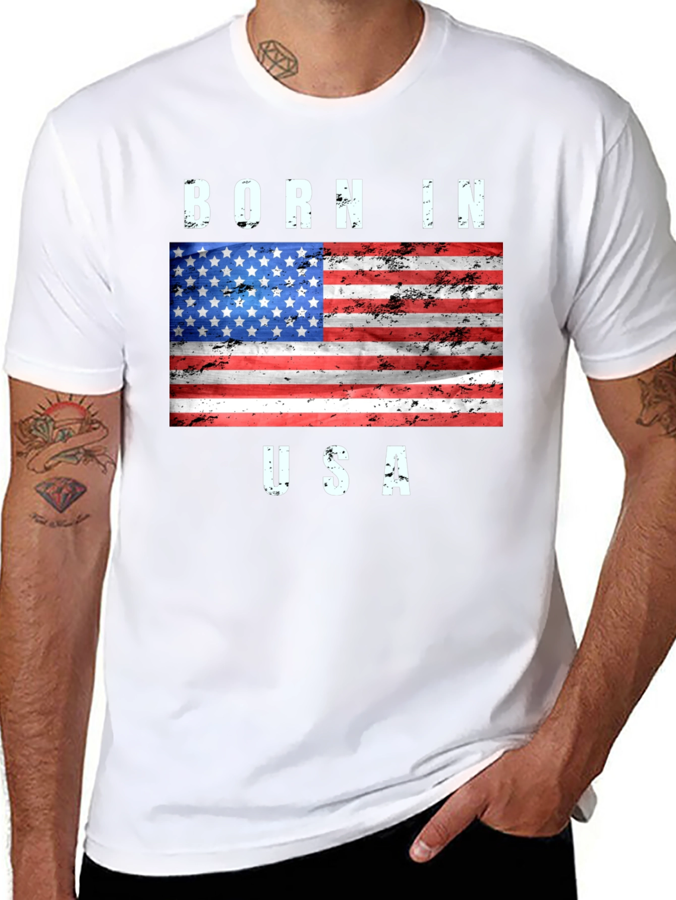 Born in USA American Flag Graphic T-Shirt