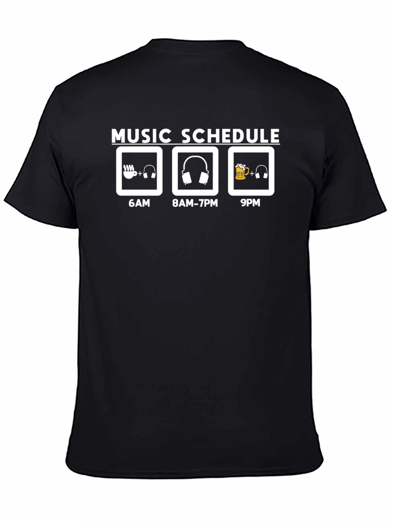 Music Schedule Graphic T-Shirt - Black Casual Tee