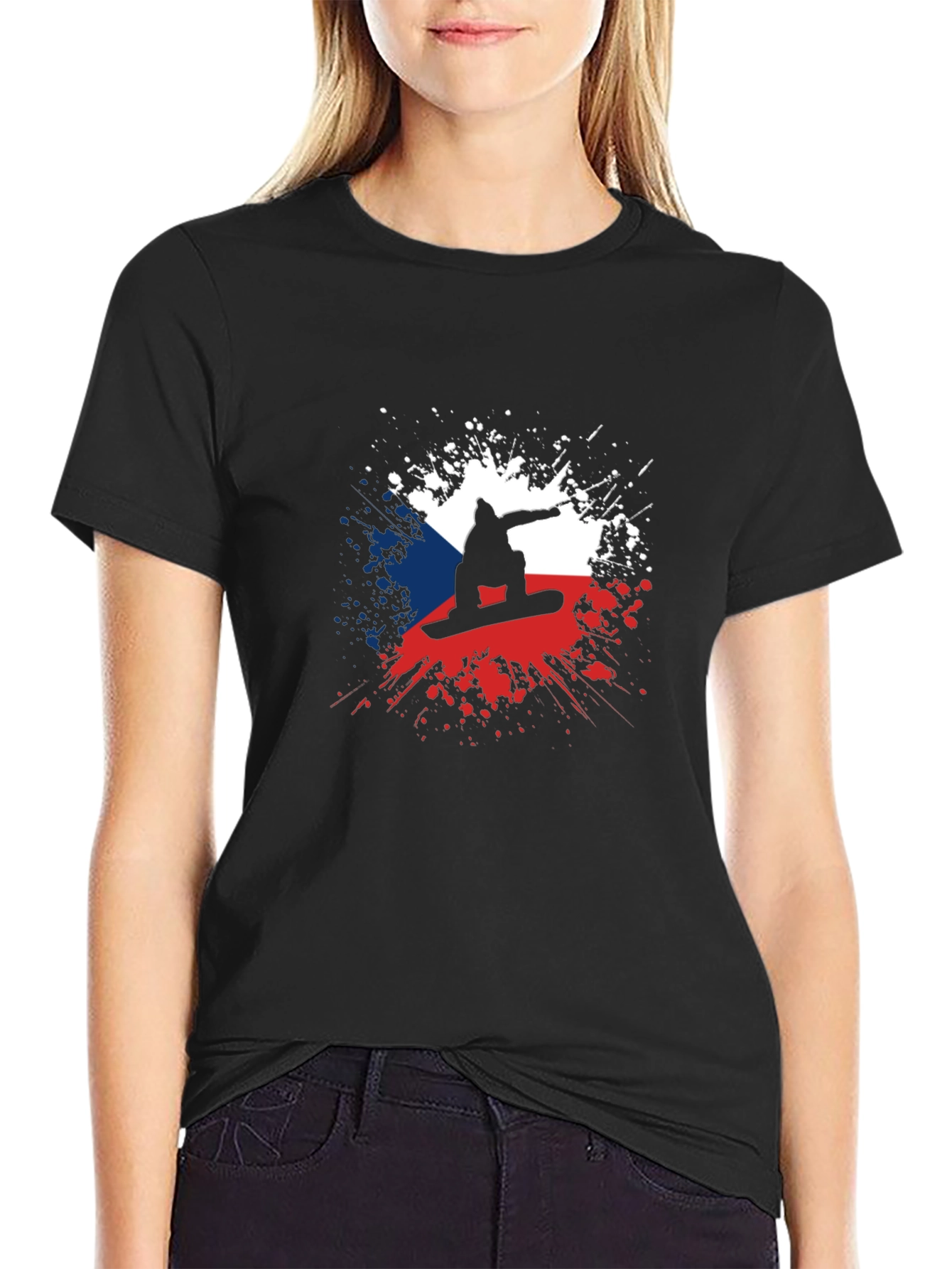 Czech Republic Snowboarder Silhouette T-Shirt
