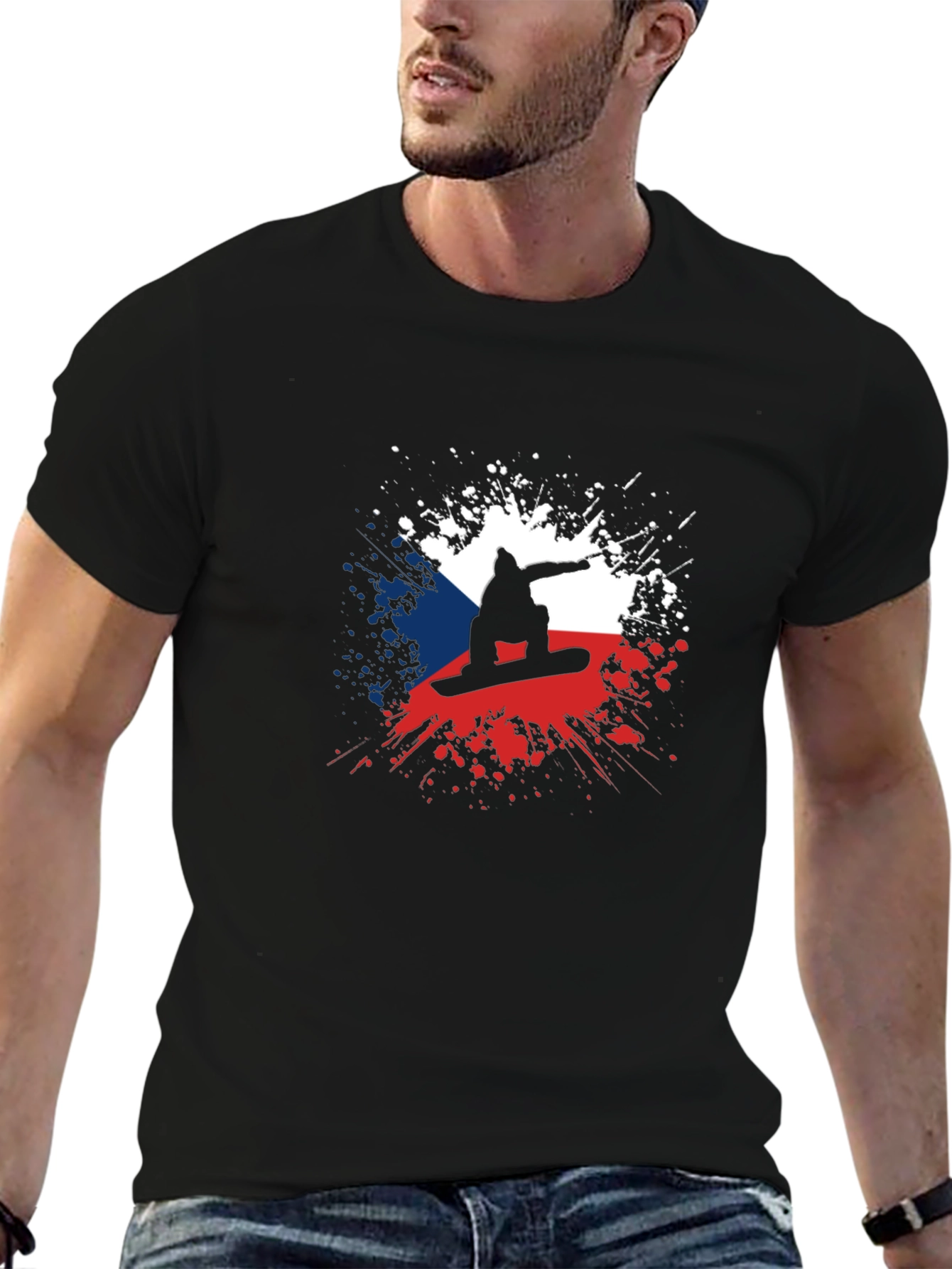 Czech Republic Snowboarder Silhouette T-Shirt
