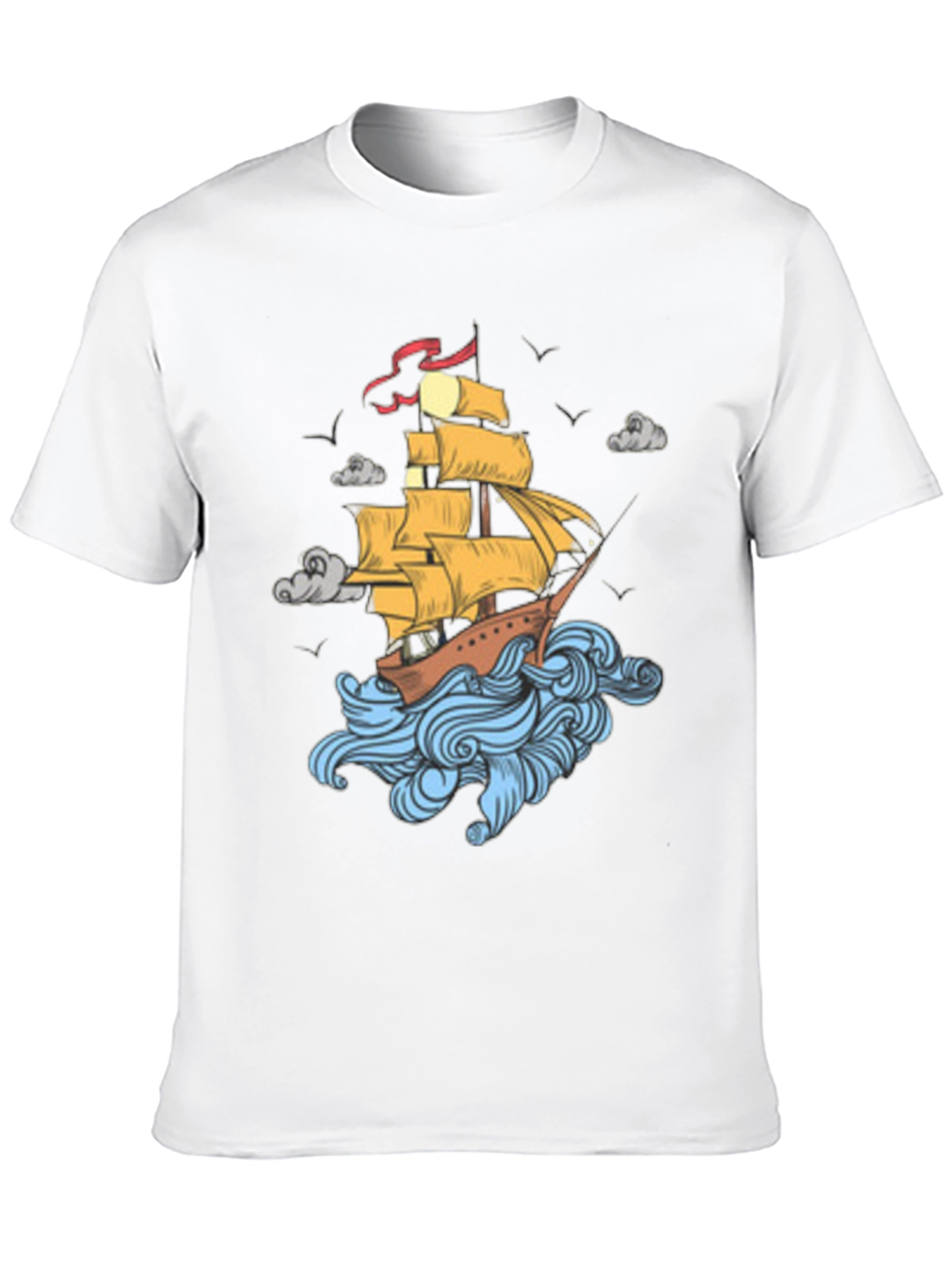 Nautical Ship Graphic Print Black T-Shirt