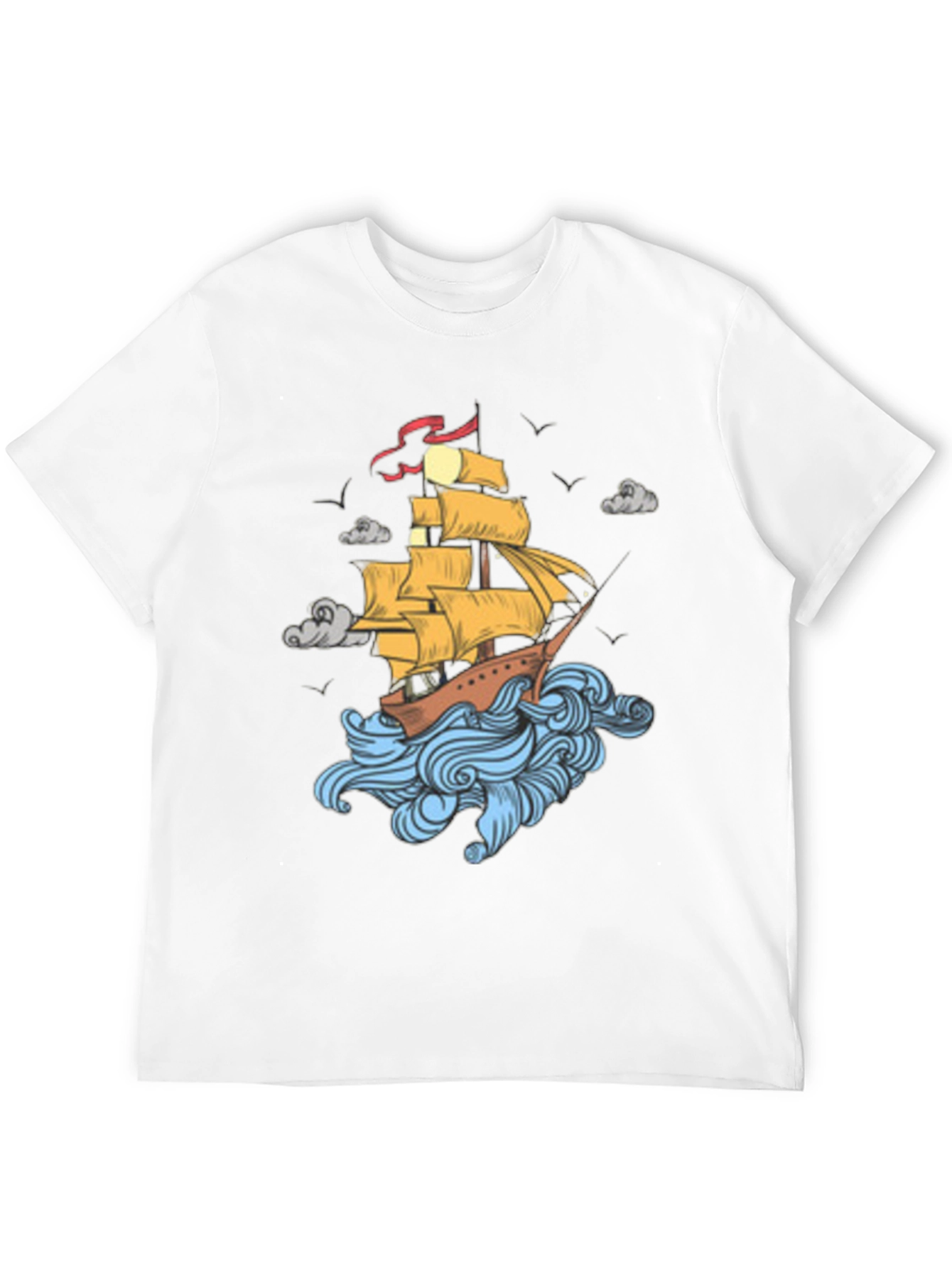 Nautical Ship Graphic Print Black T-Shirt