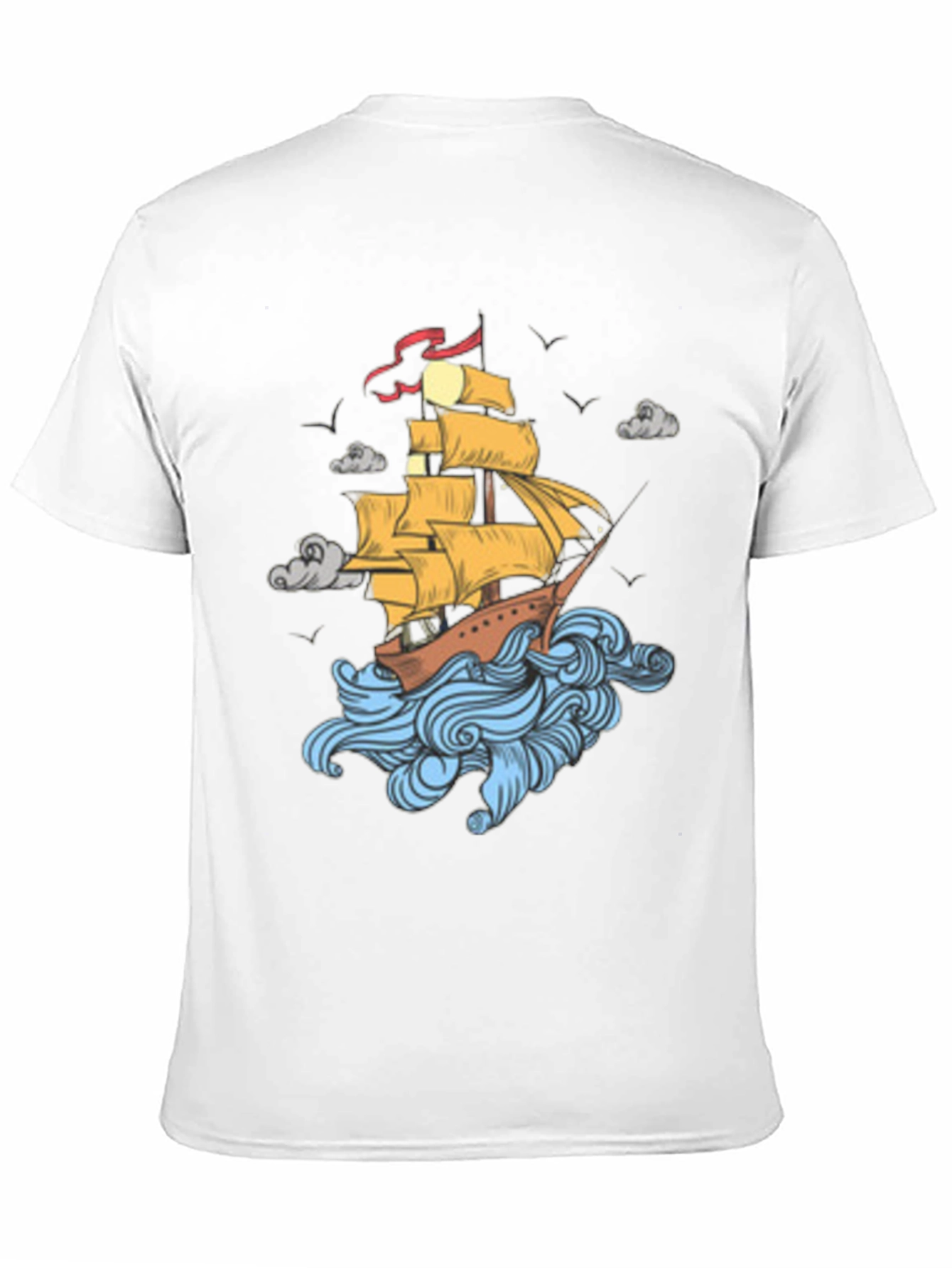 Nautical Ship Graphic Print Black T-Shirt