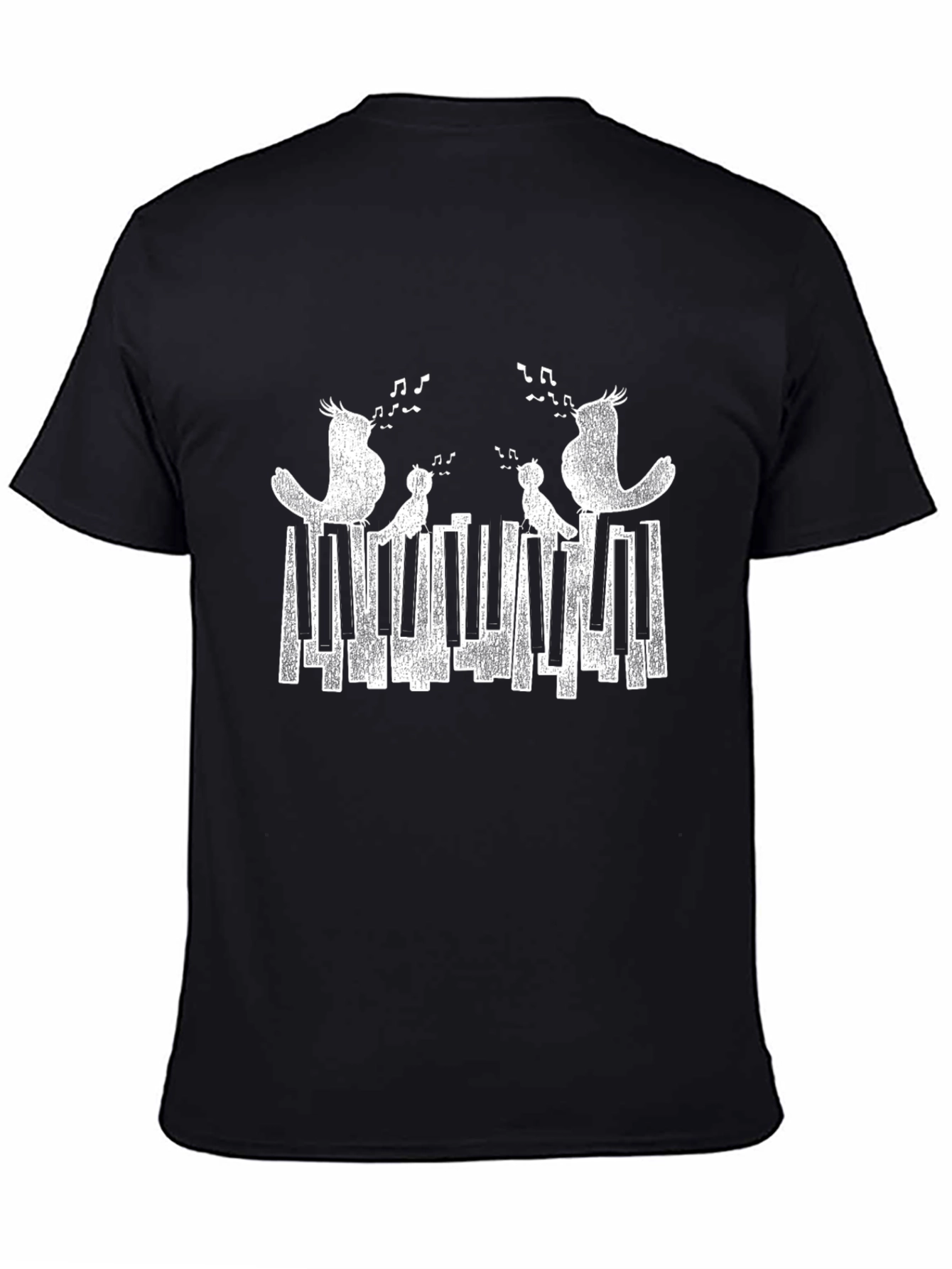 Musical Birds Piano Keys Graphic T-Shirt