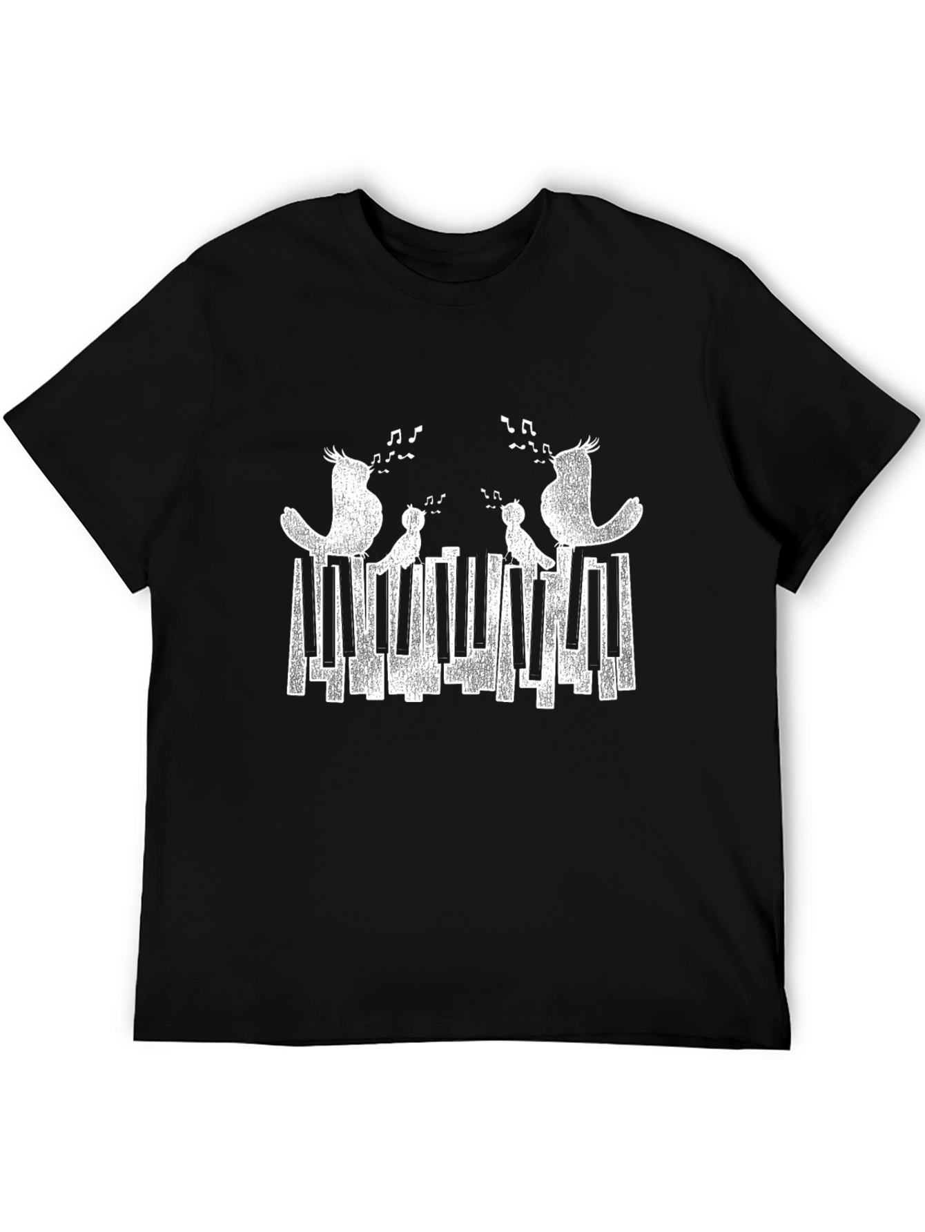 Musical Birds Piano Keys Graphic T-Shirt